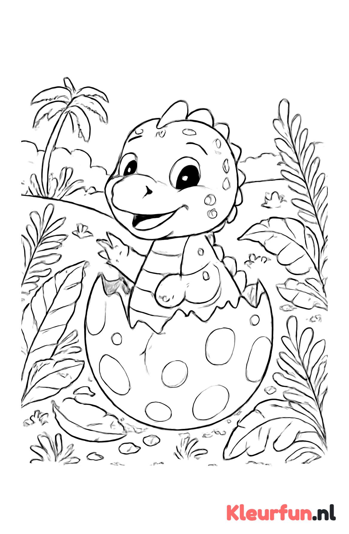 Baby dinosaurus komt uit ei