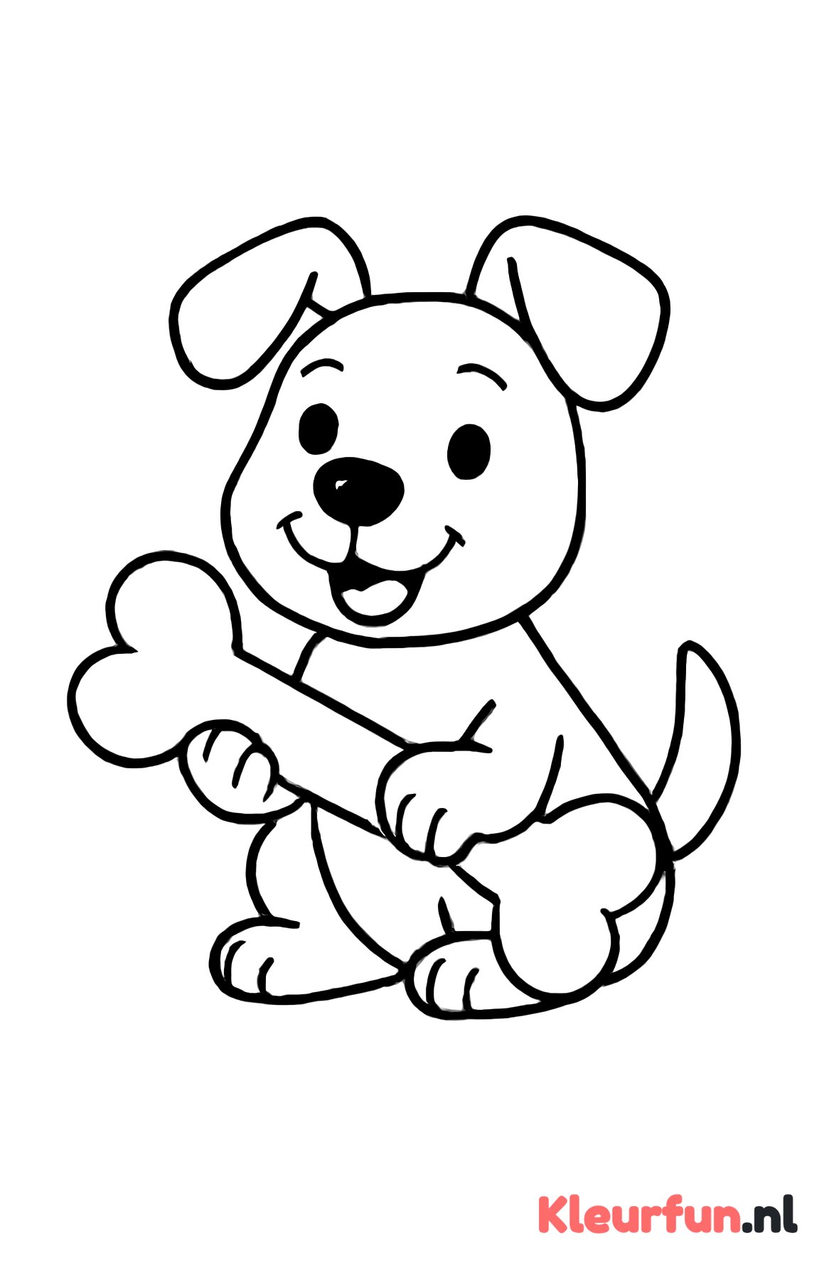 Blije hond met grote bot