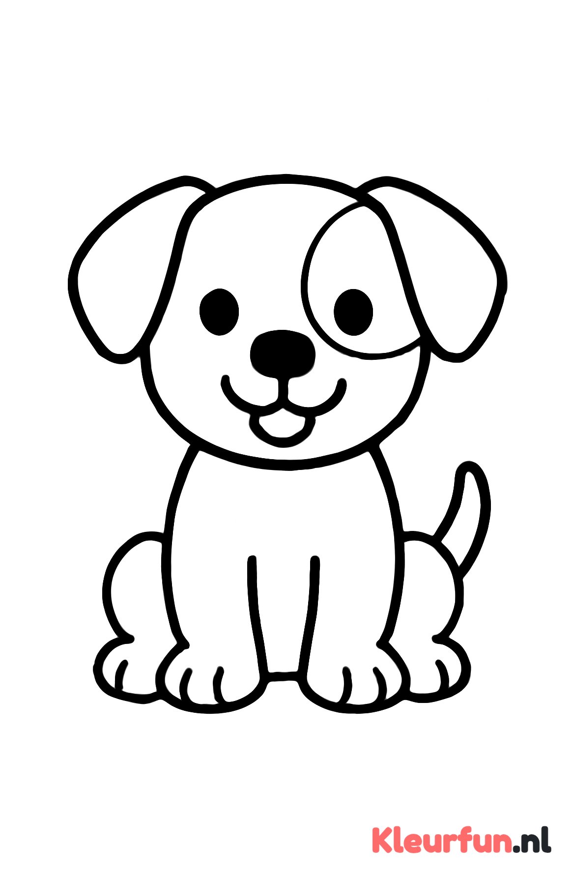 Blije puppy die zit