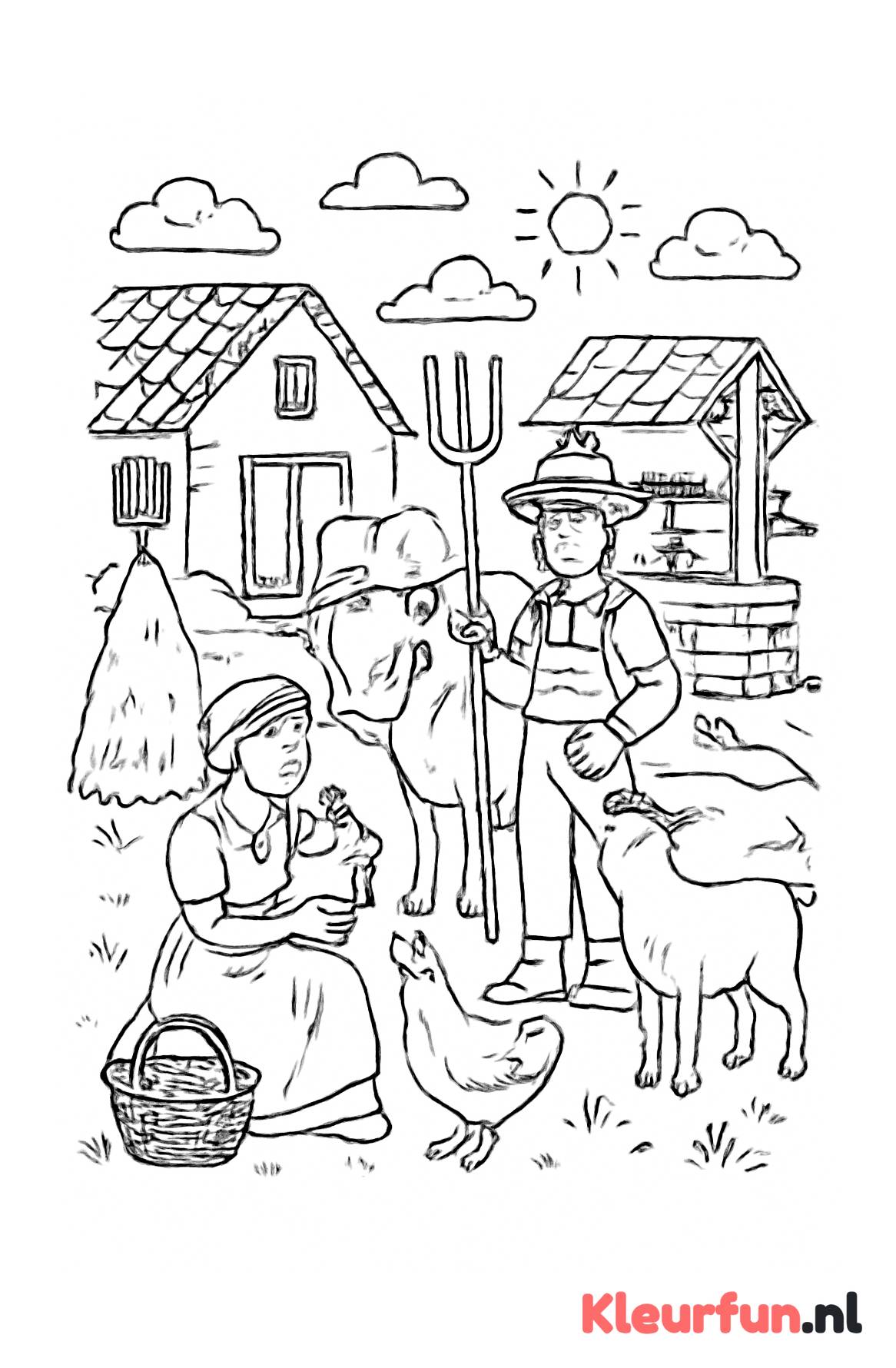 Boerderijleven met boer en dieren