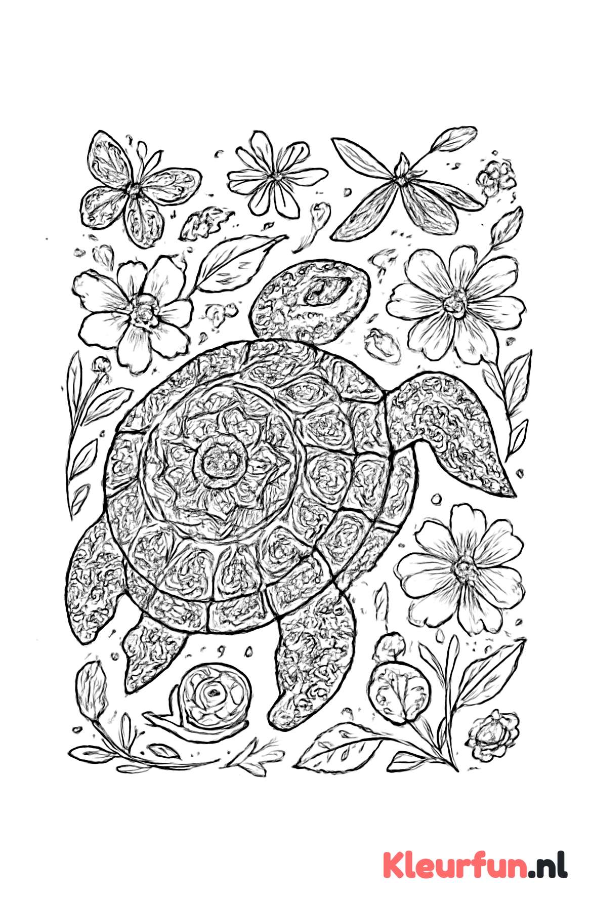 Decoratieve schildpad met bloemen