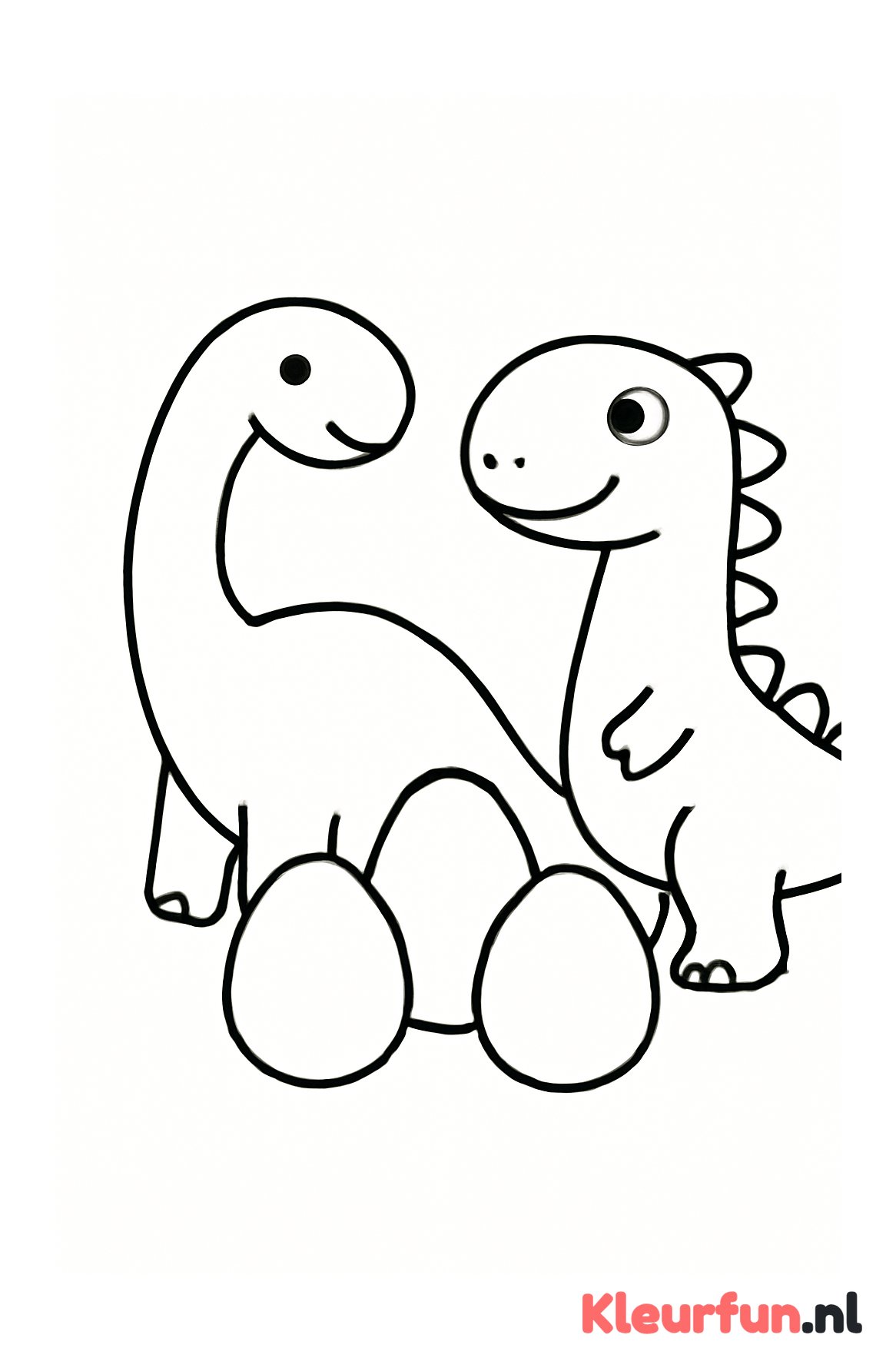 Twee dinosaurussen met grote eieren