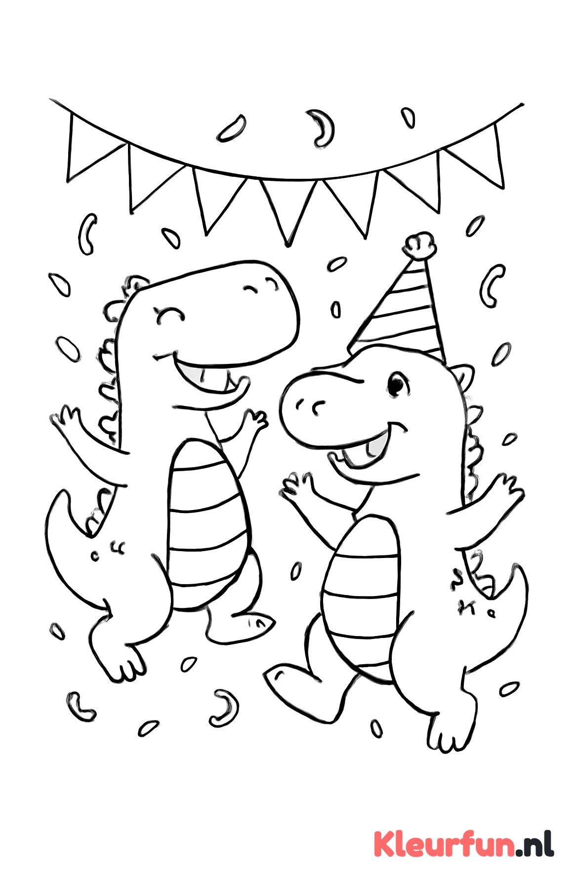 Dino's vieren feest met confetti