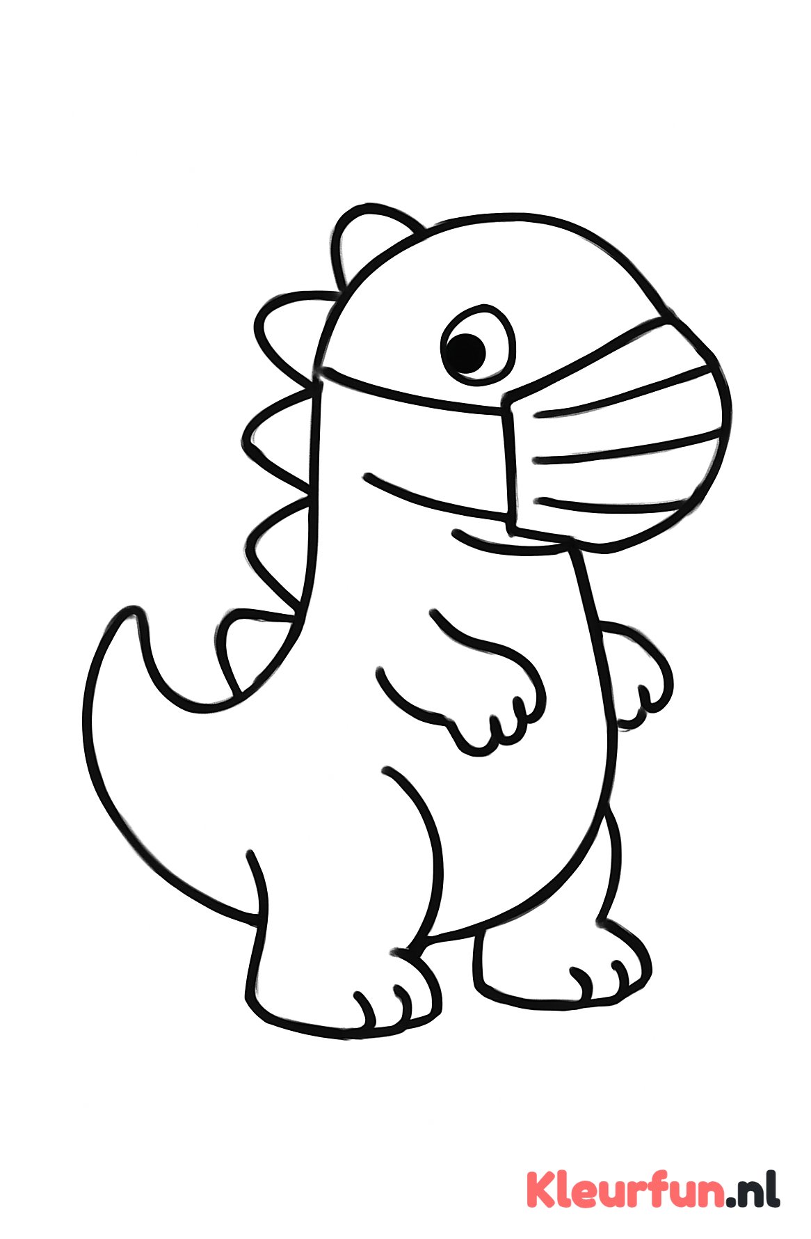 Dino met masker eenvoudige stijl