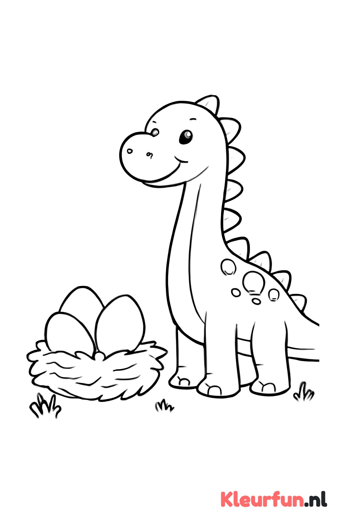Dinosaurus bij nest met eieren