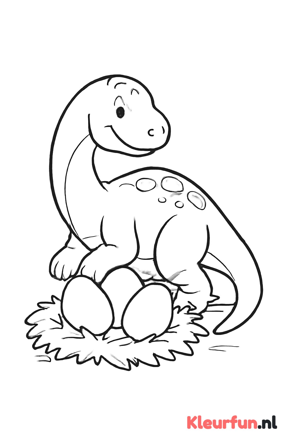 Dinosaurus bij het nest met eieren