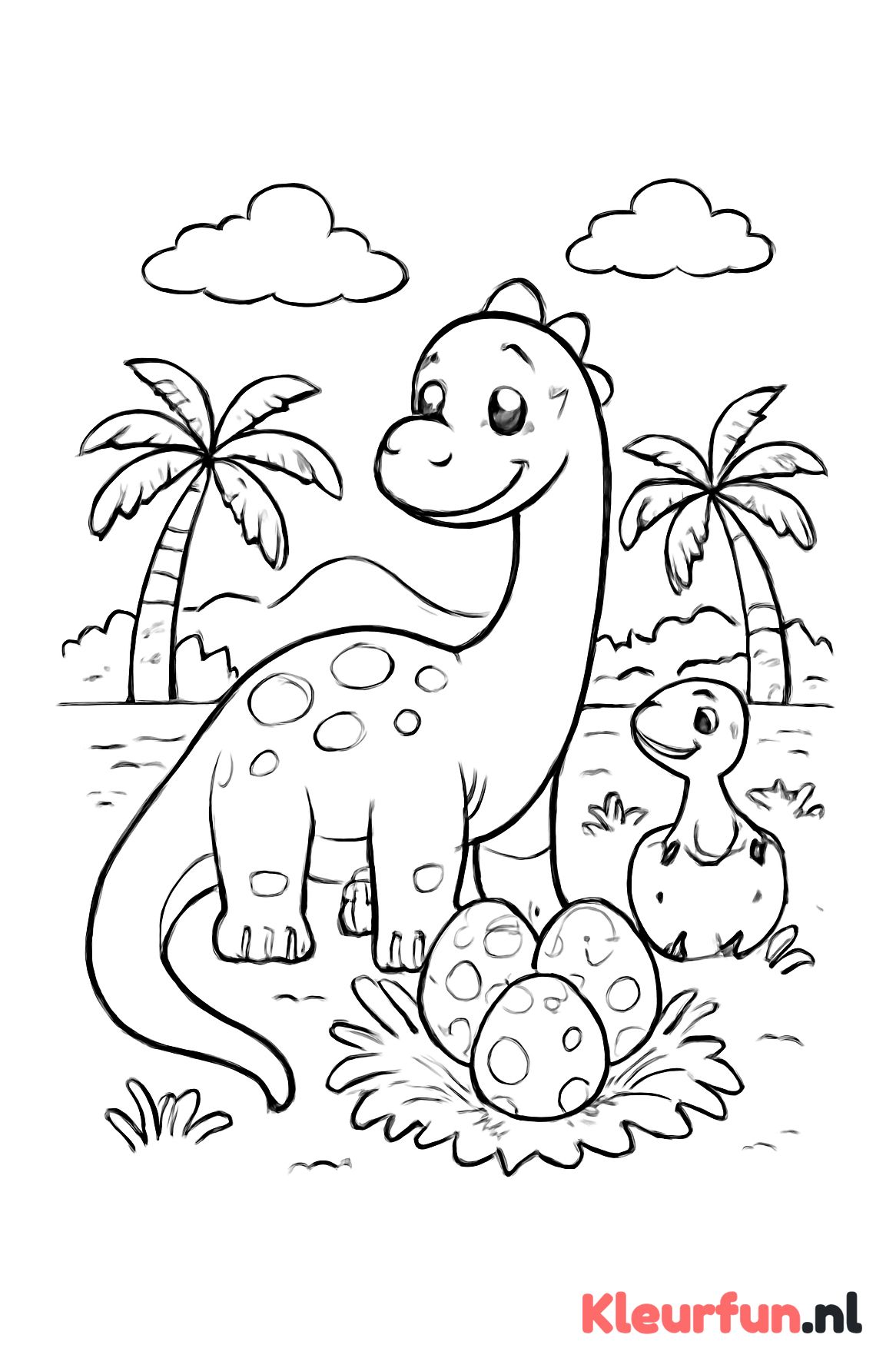 Dinosaurusfamilie beschermt de eieren