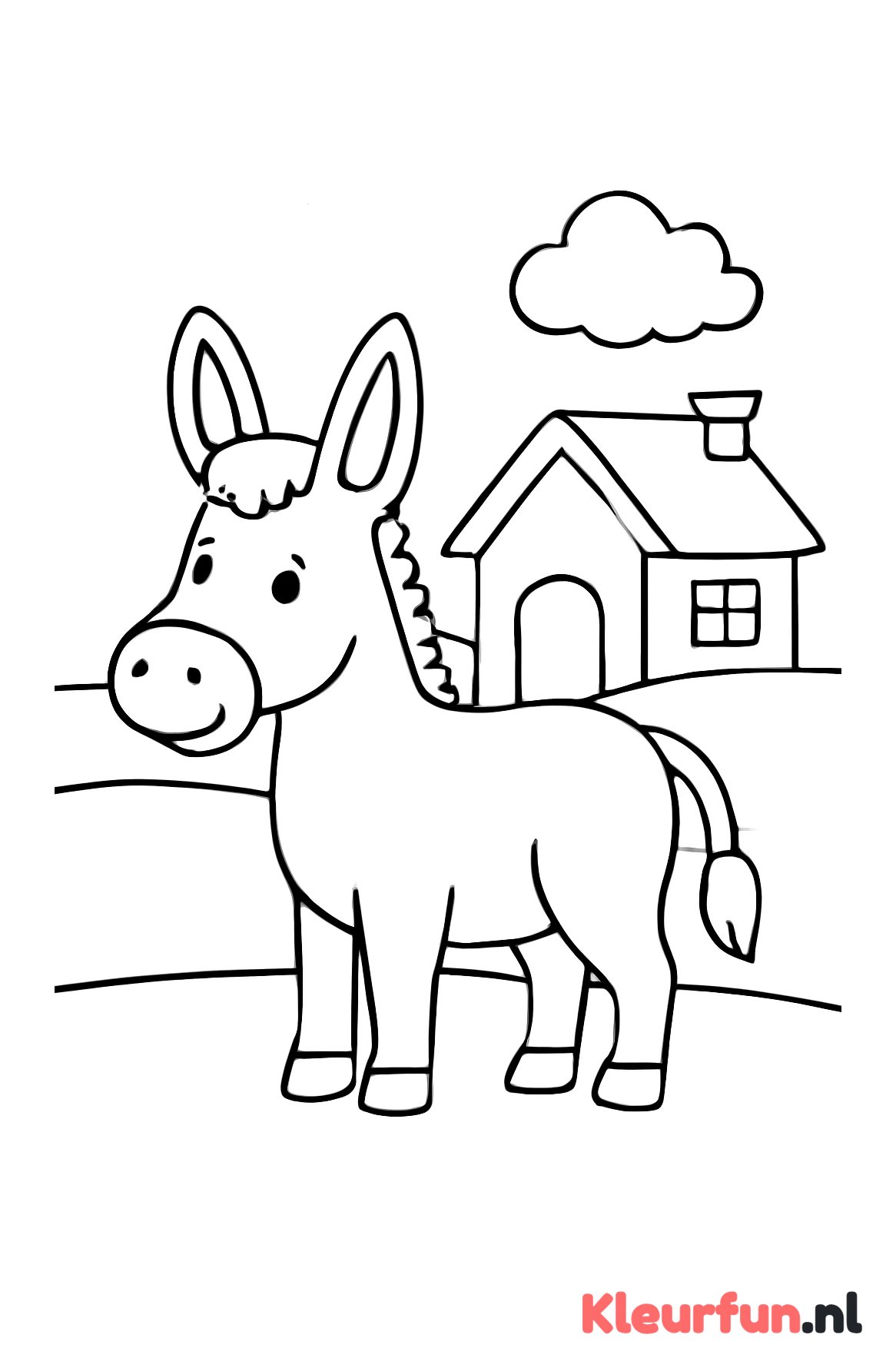 Ezel en boerderijhuis