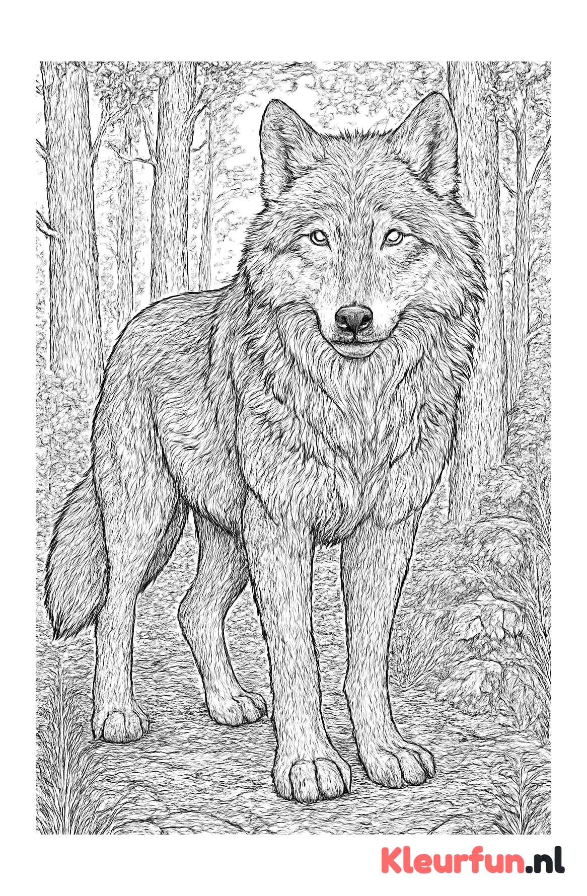 Gedetailleerde close-up van een wilde wolf in bossen
