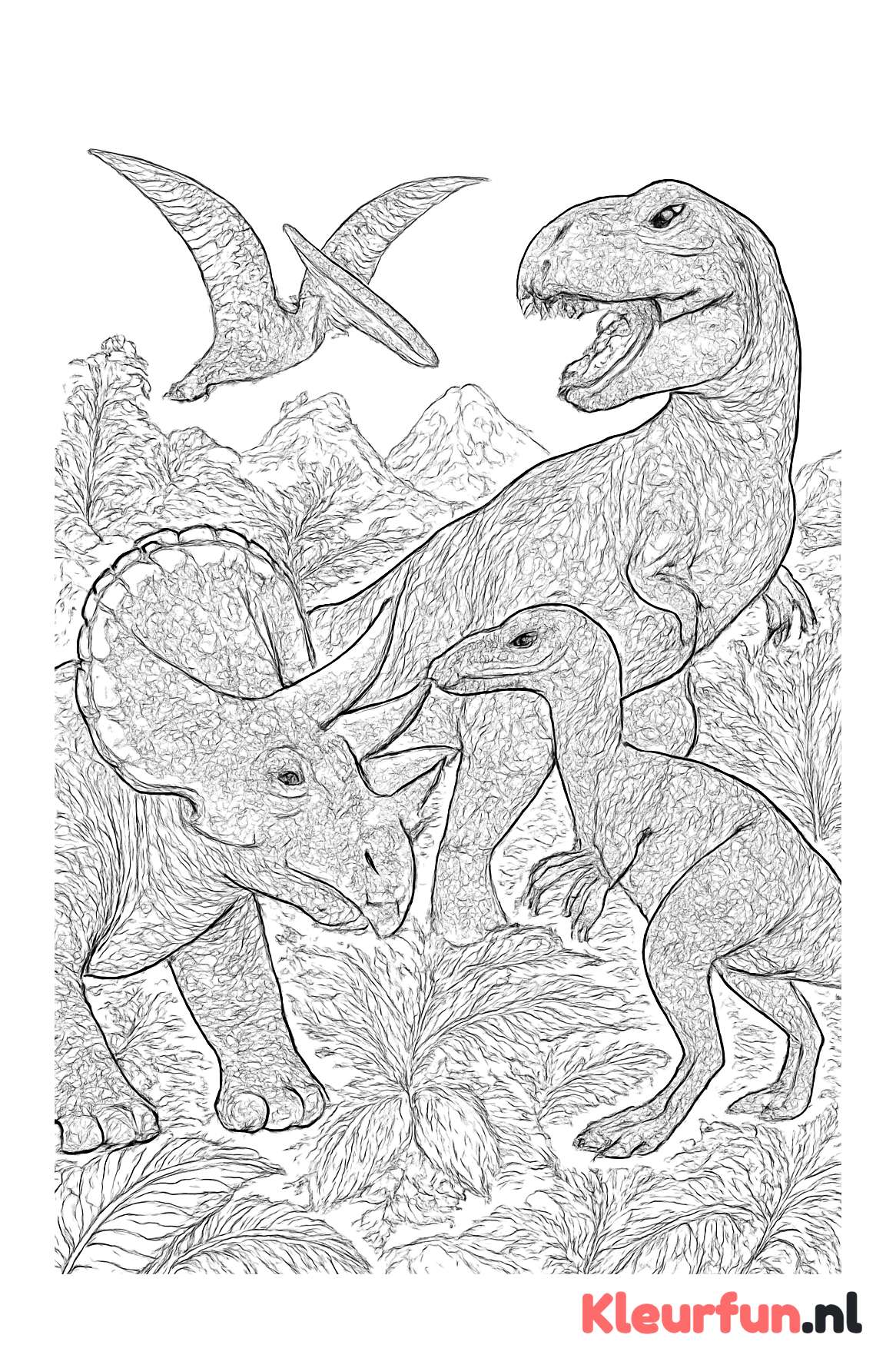 Gedetailleerde dinosaurus scène