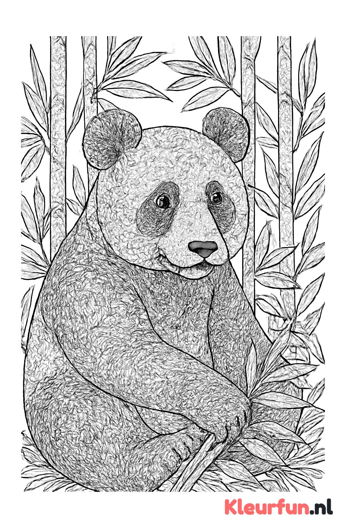 Gedetailleerde panda in bamboebos