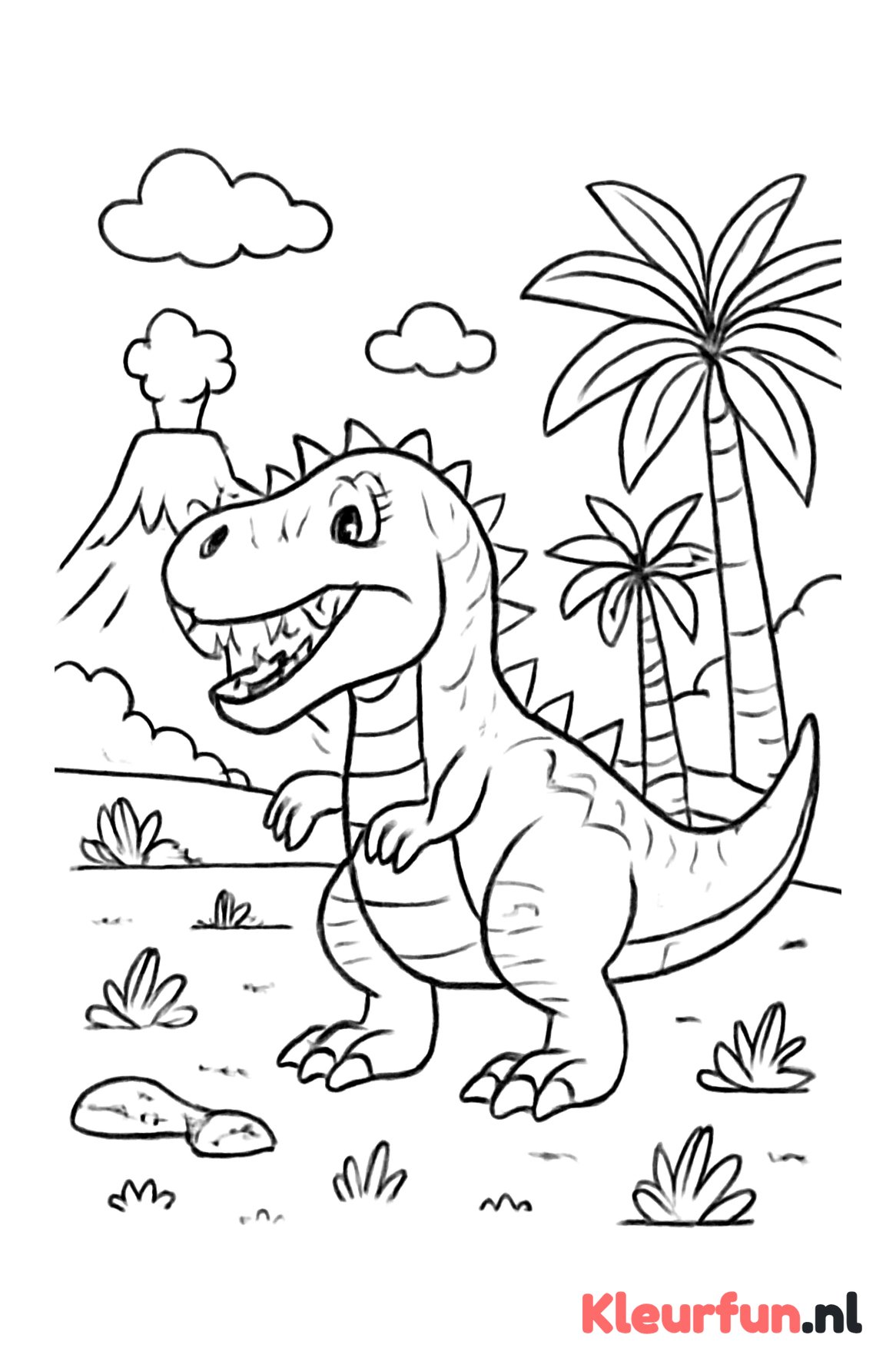 Gigantosaurus in prehistorisch landschap