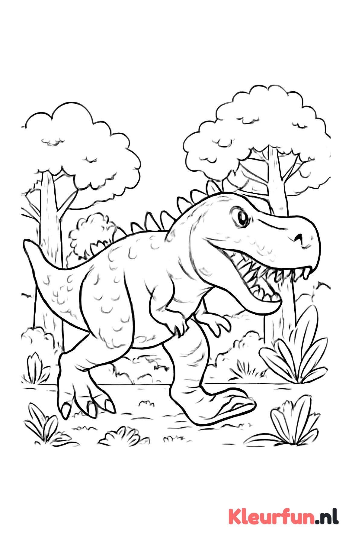 Gigantosaurus stampend in bos
