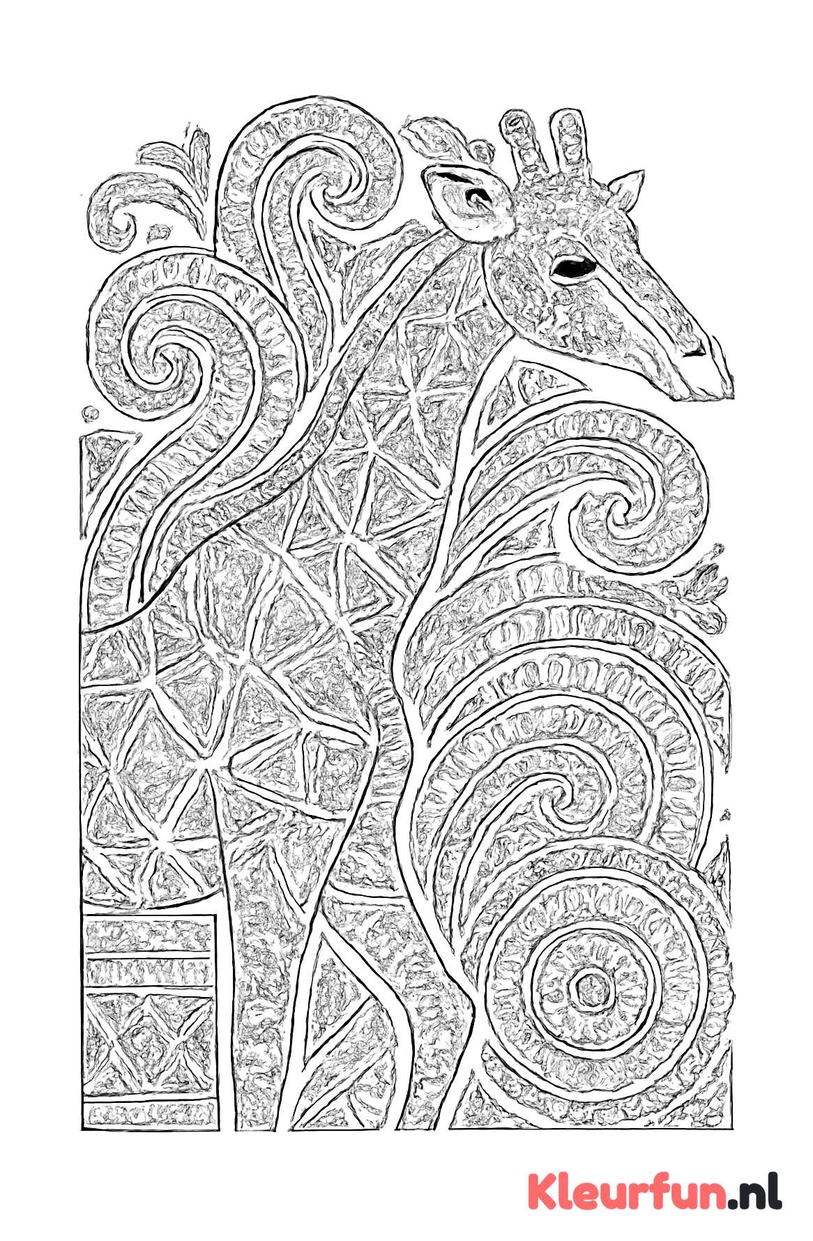 Giraffe met Afrikaanse etnische motieven