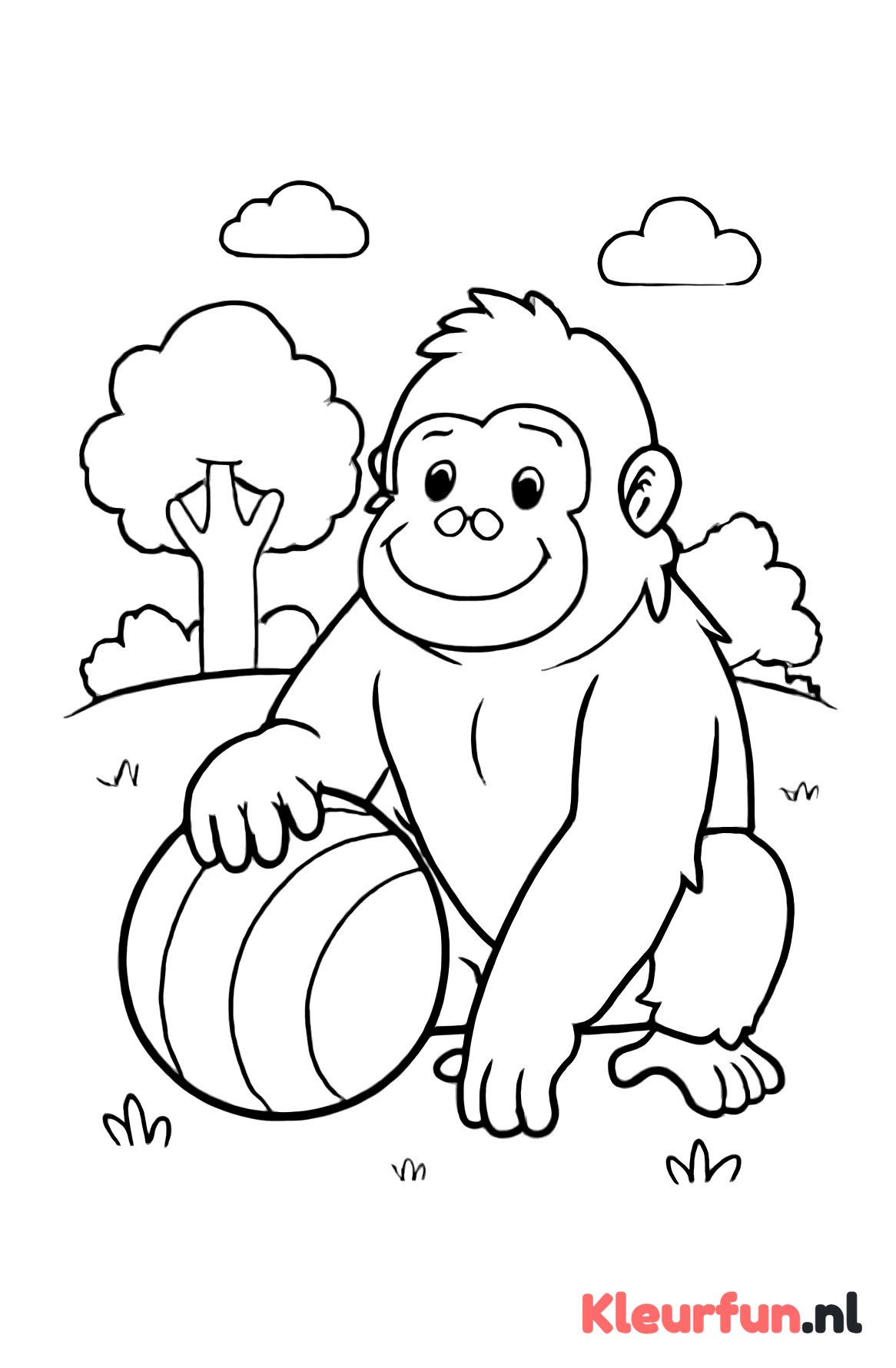 Gorilla Speelt met Bal