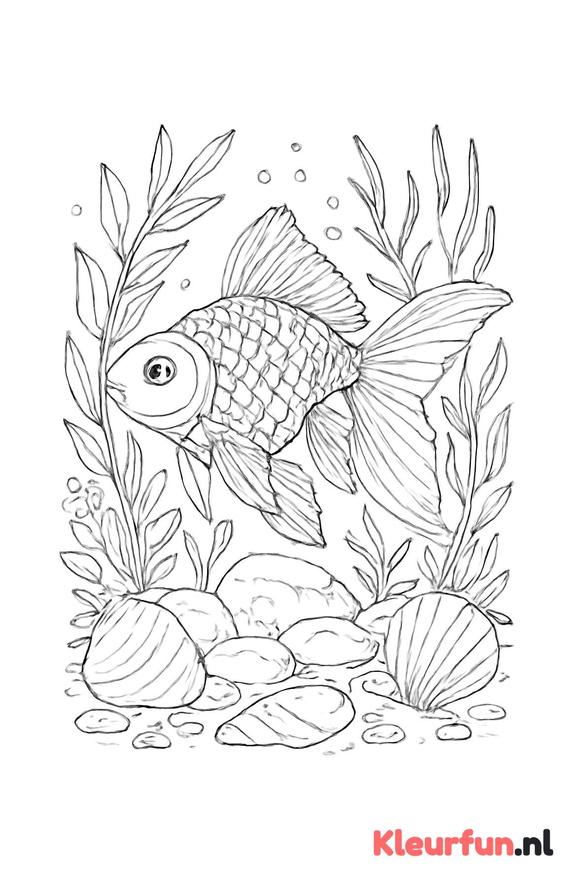 Goudvis met aquariumdecoraties