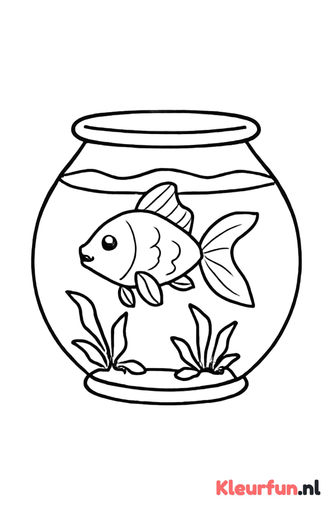 Goudvis in kom met waterplanten