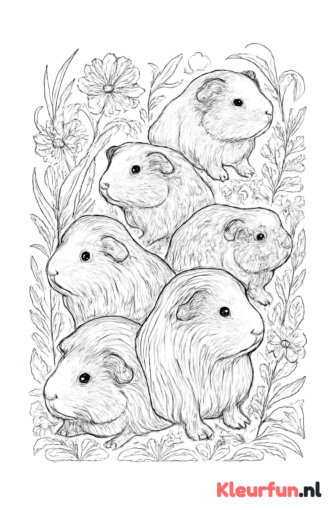 Groep cavia's met sierlijke achtergrond
