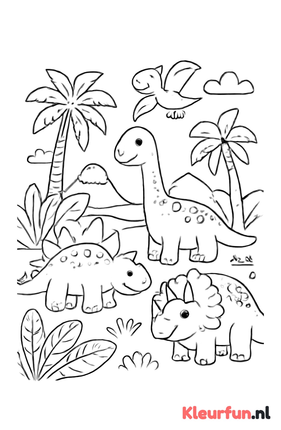 Groep spelende dinosaurussen