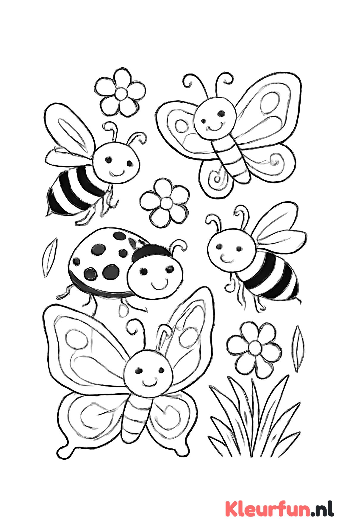 Vrolijke groep insecten
