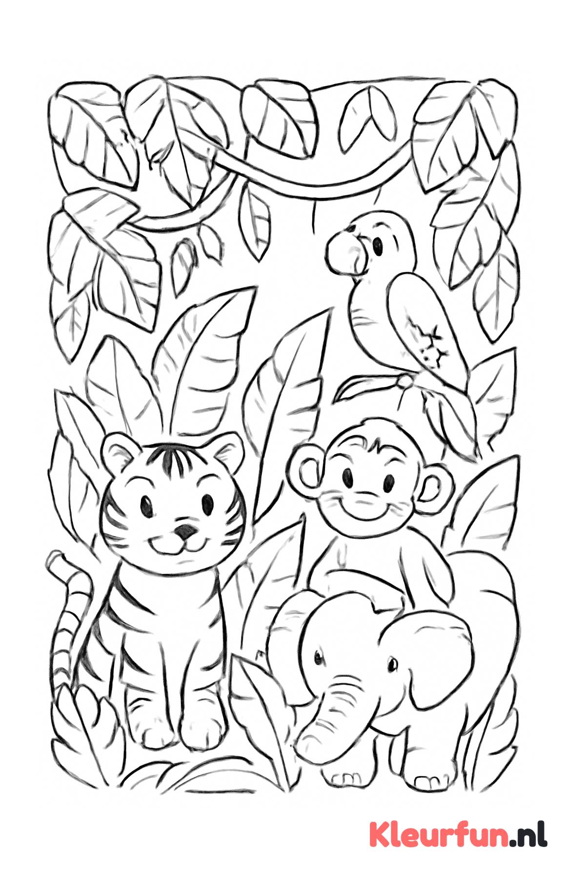 Groep jungle dieren in de jungle