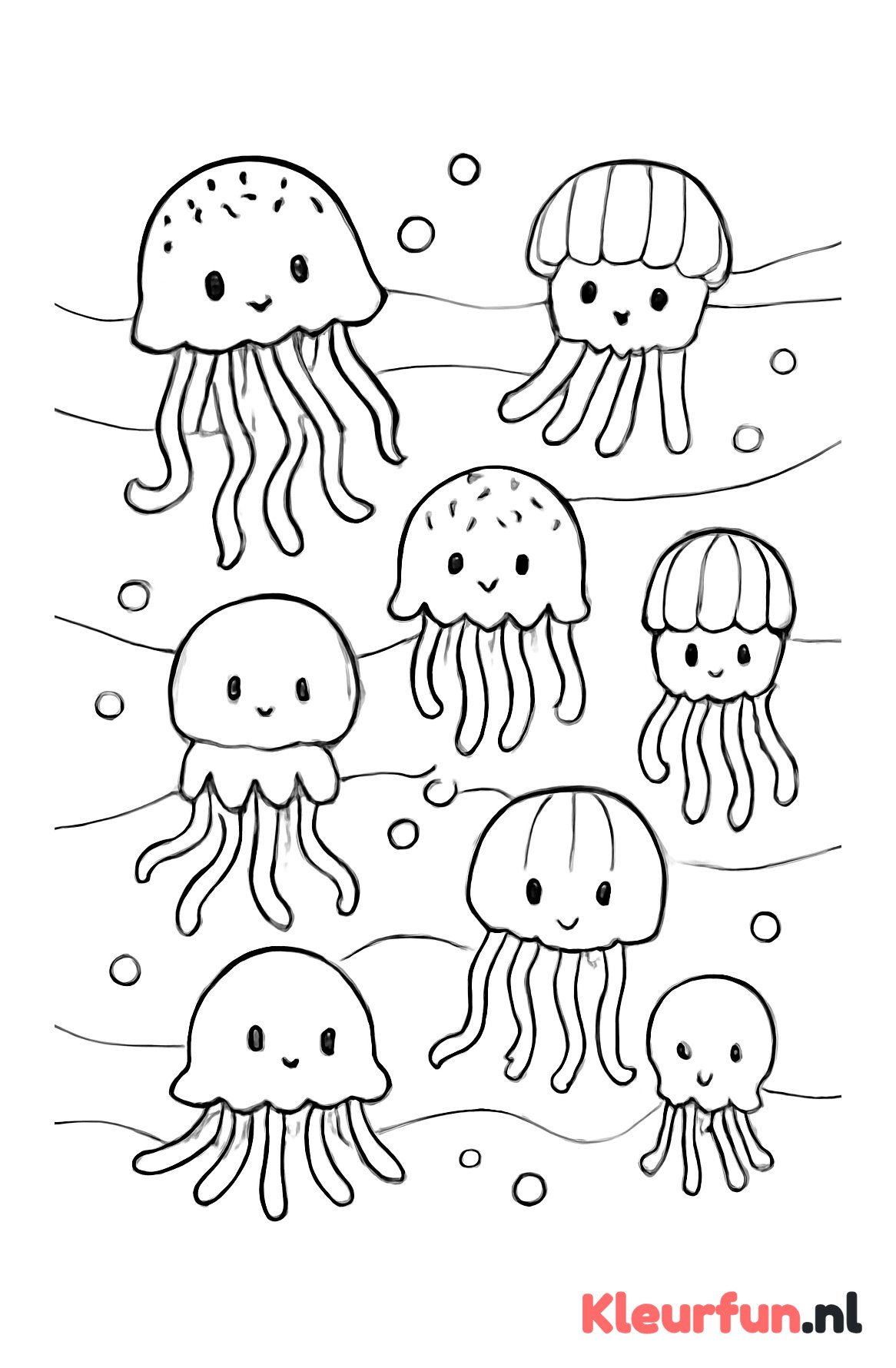 Groep kleine kwallen