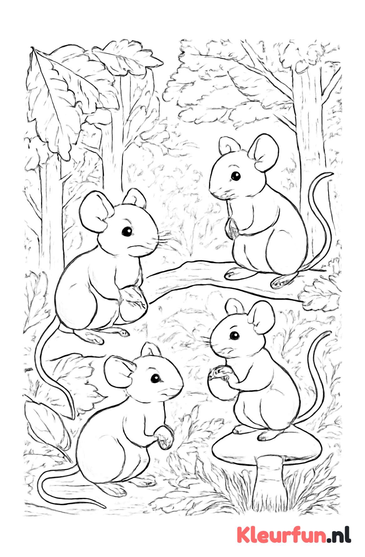 Groep muizen in het bos