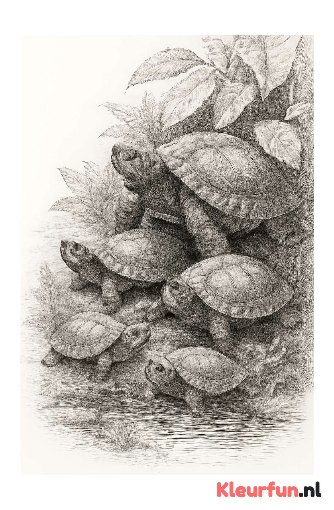 Groep schildpadden in de natuur