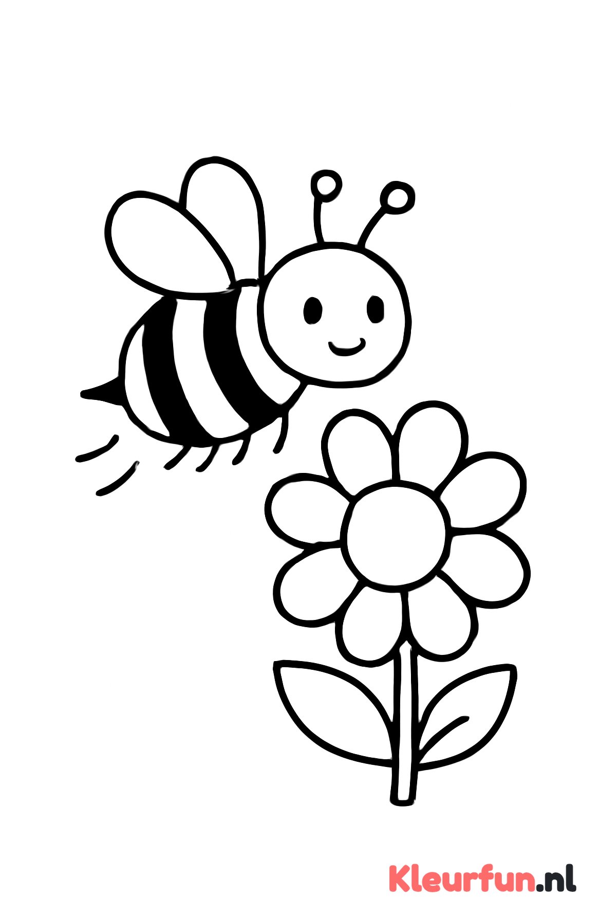 Grote eenvoudige bij vliegt bij bloem