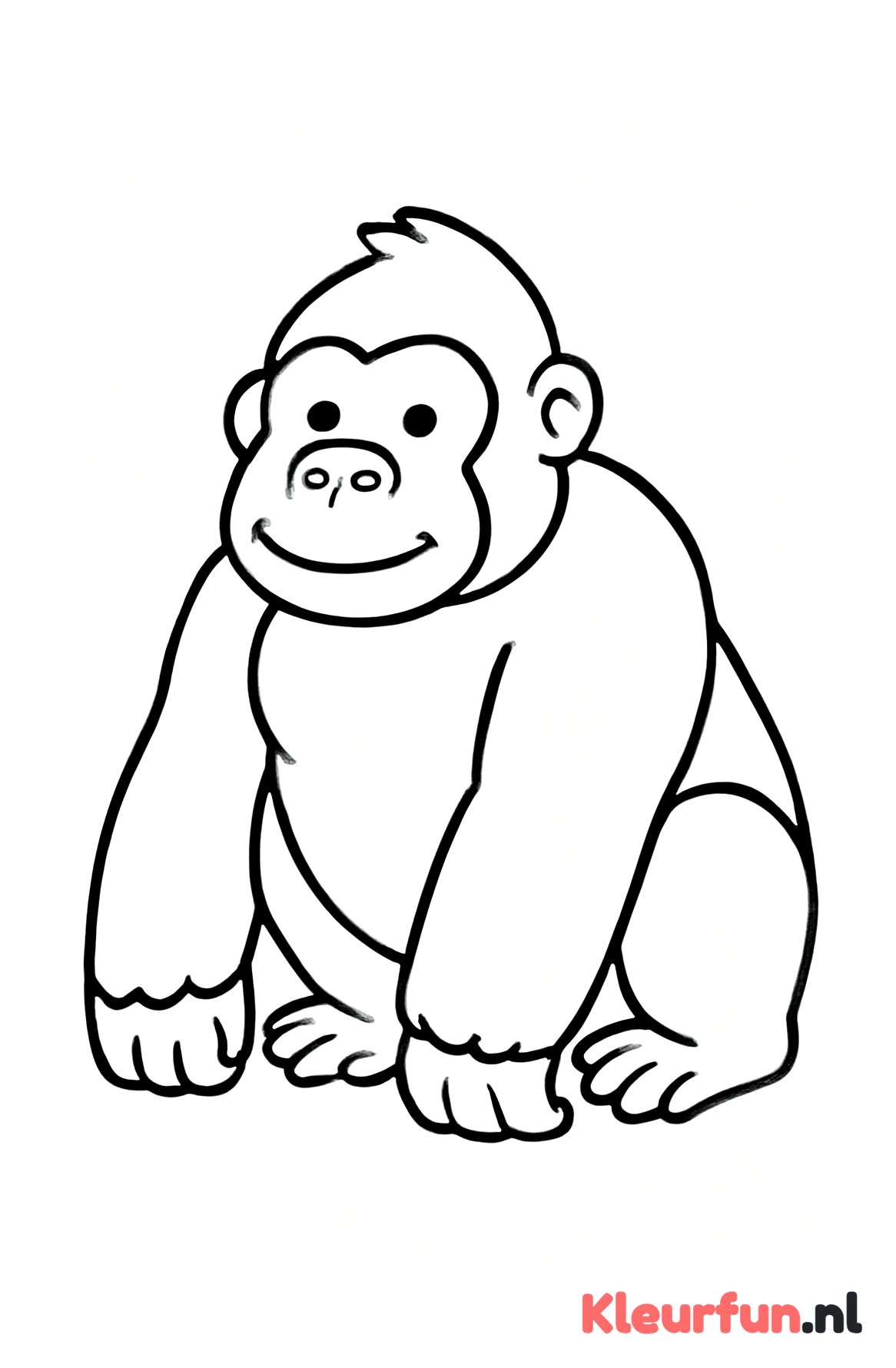 Grote eenvoudige gorilla kleurplaat