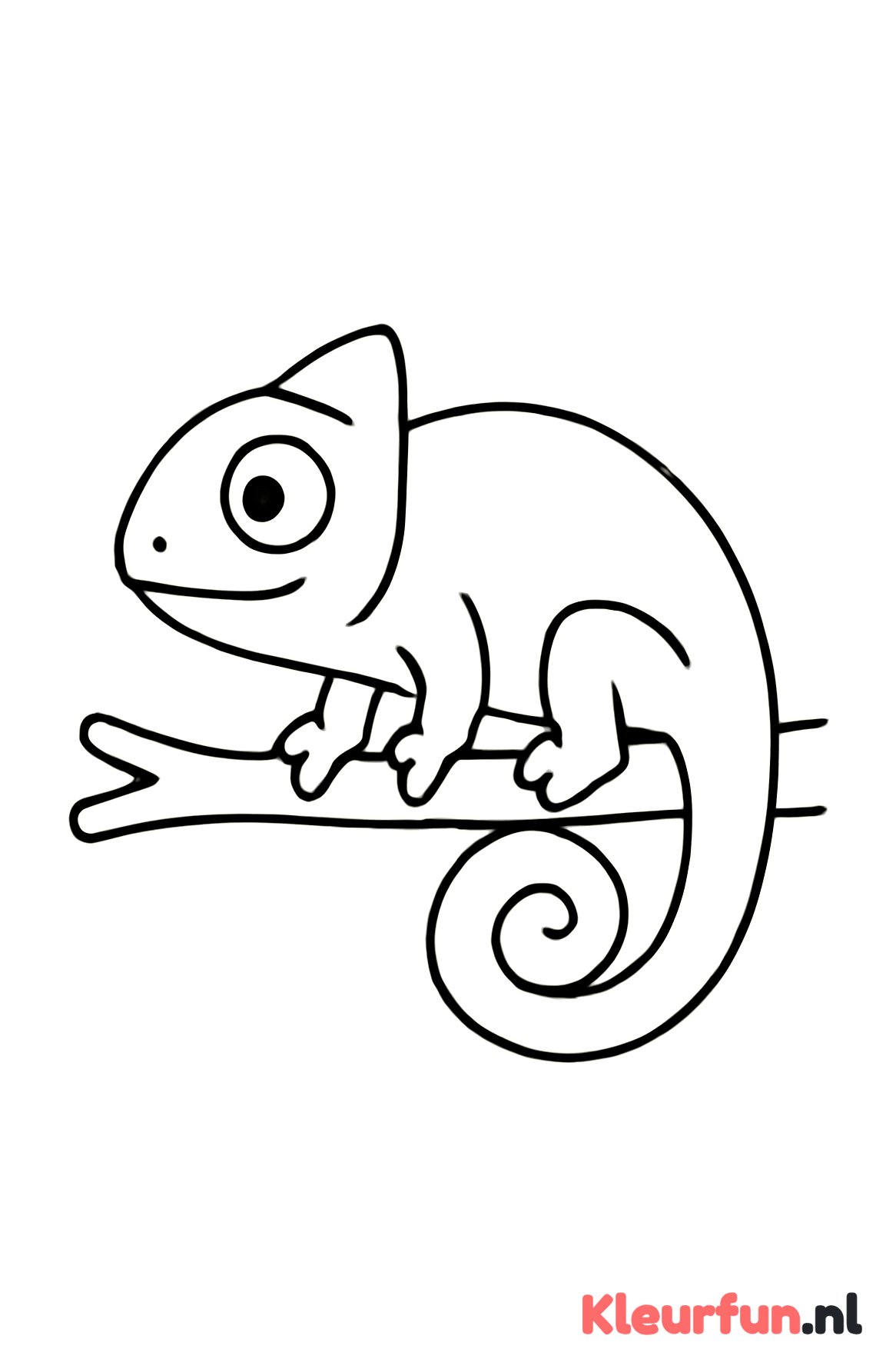 Eenvoudige kameleon op een tak