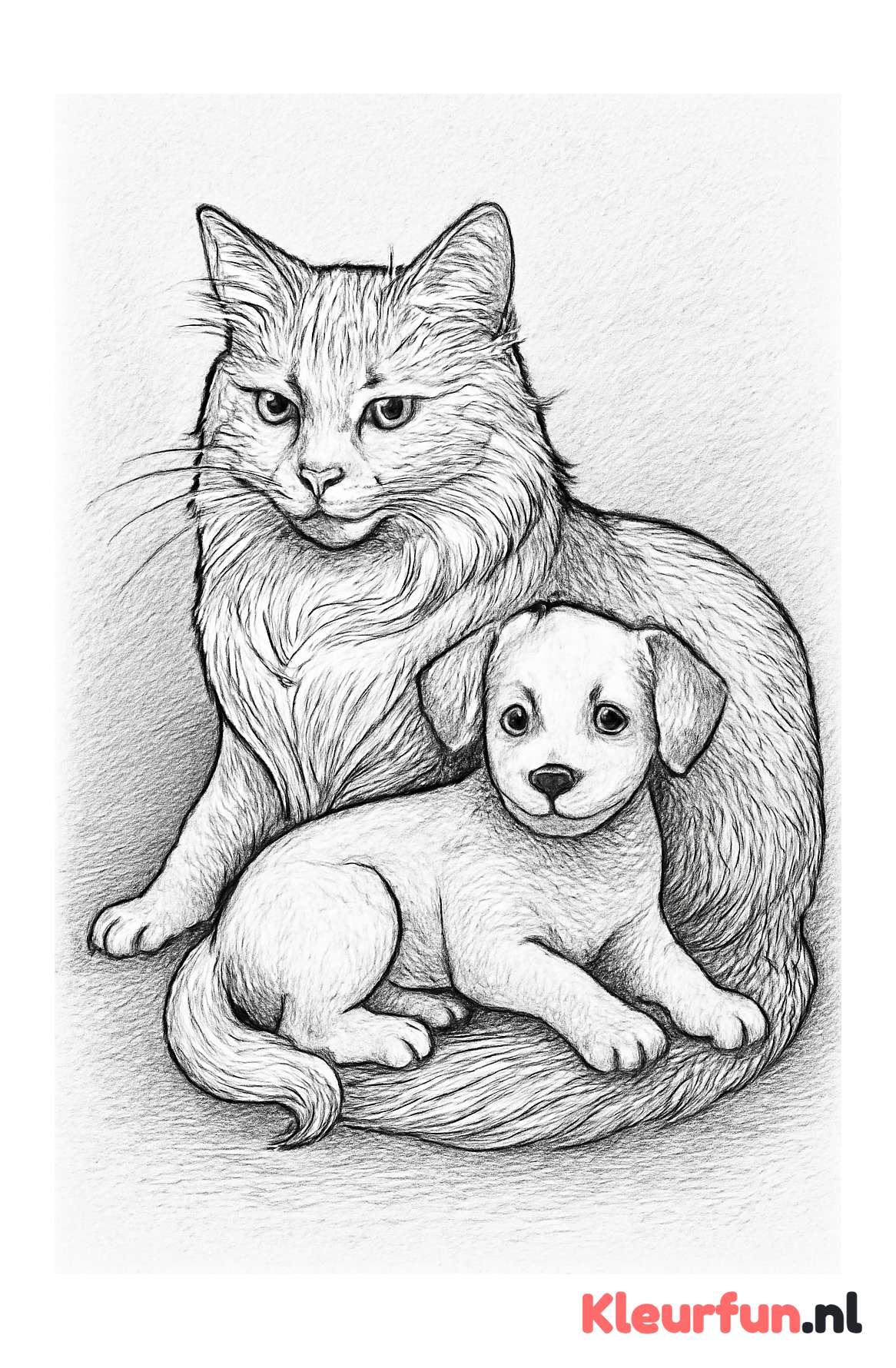 Grote kat en kleine hond samen