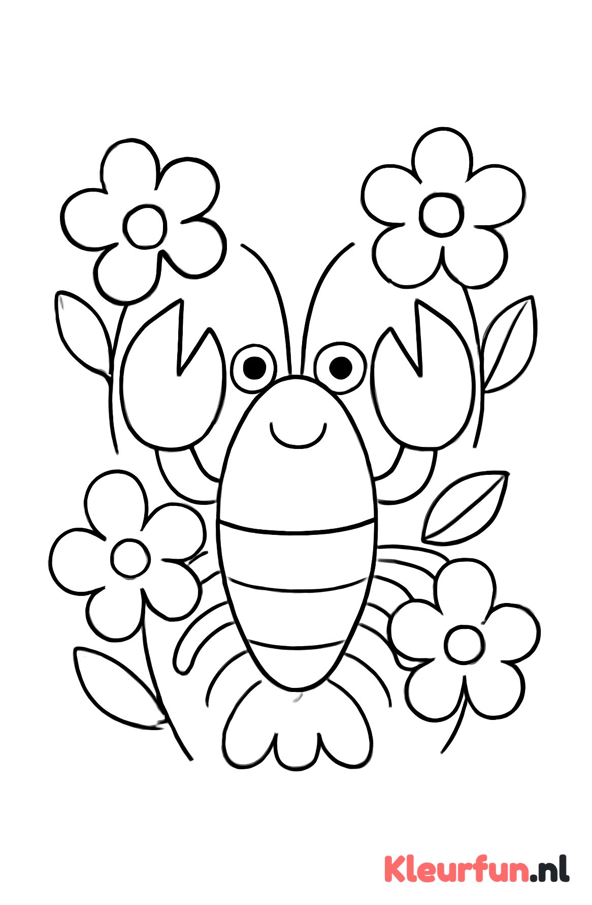 Grote kreeft met bloemen