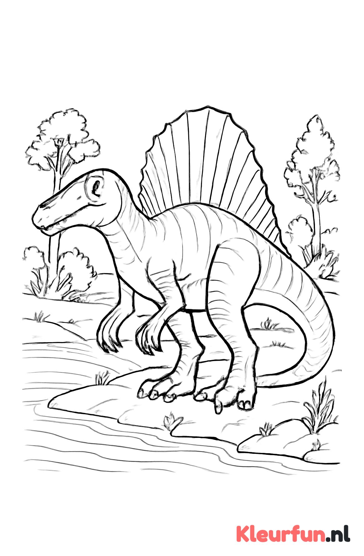 Grote Spinosaurus bij de rivier