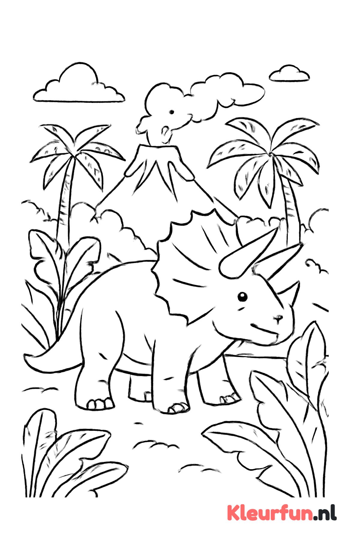 Grote triceratops in de jungle