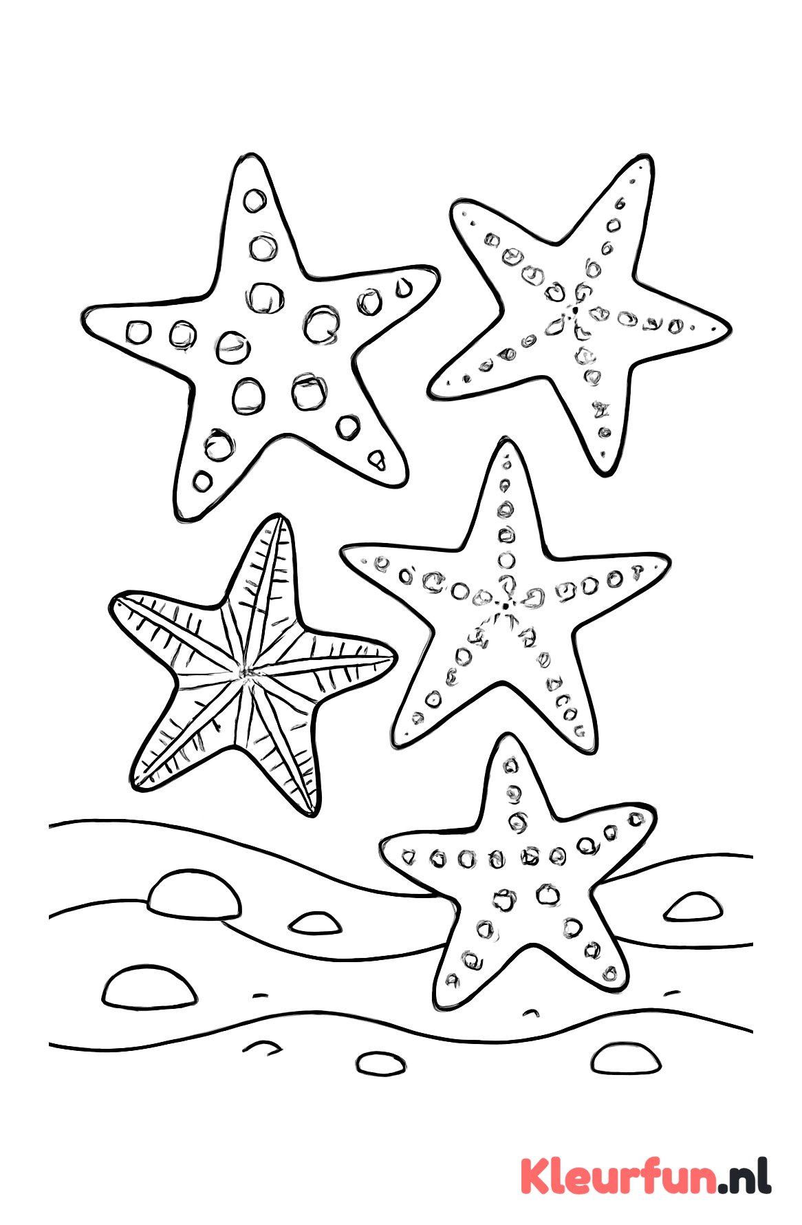 Grote zeesterren op de zeebodem