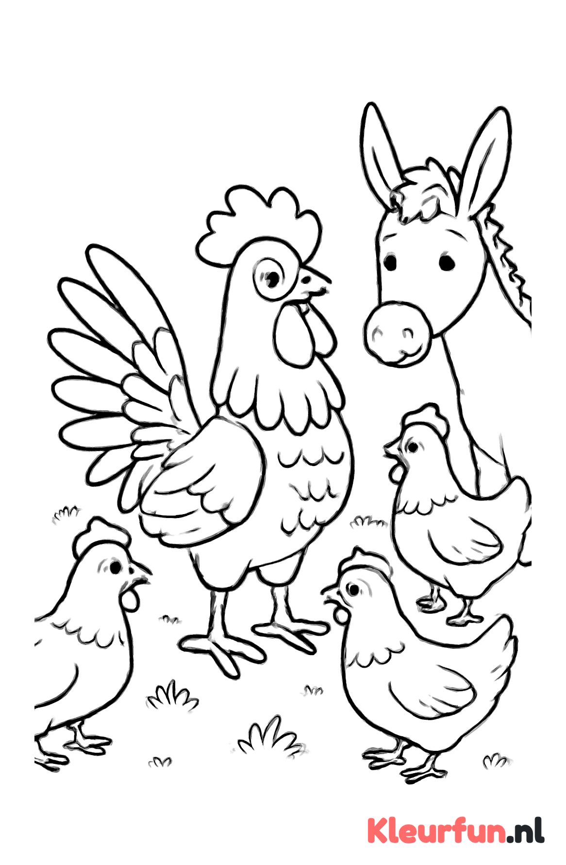 Haan tussen boerderijdieren