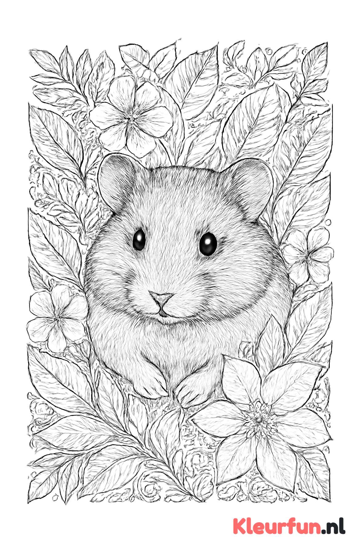 Ingewikkelde hamster tussen bladeren