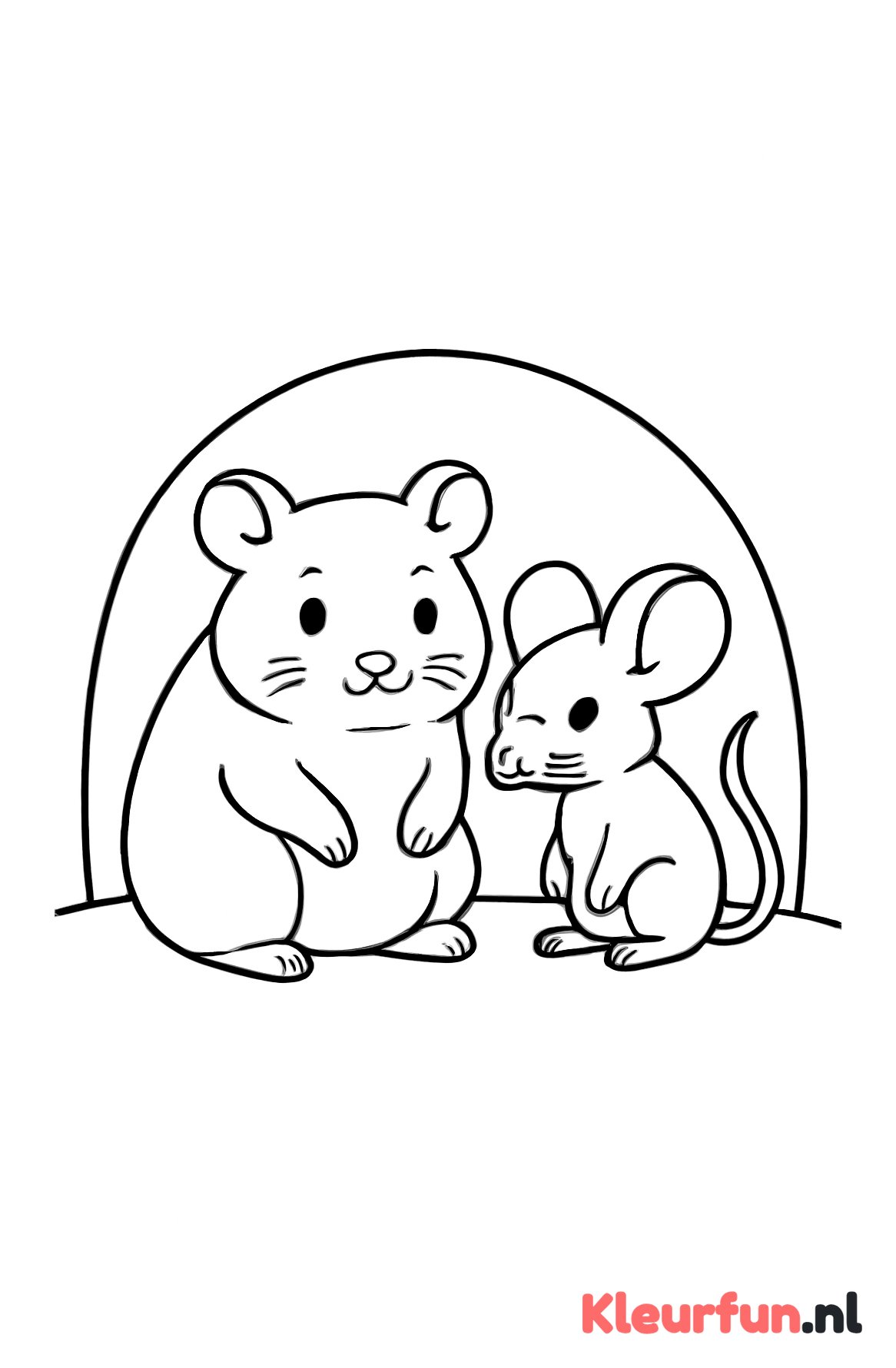 Hamster en muis in holletje
