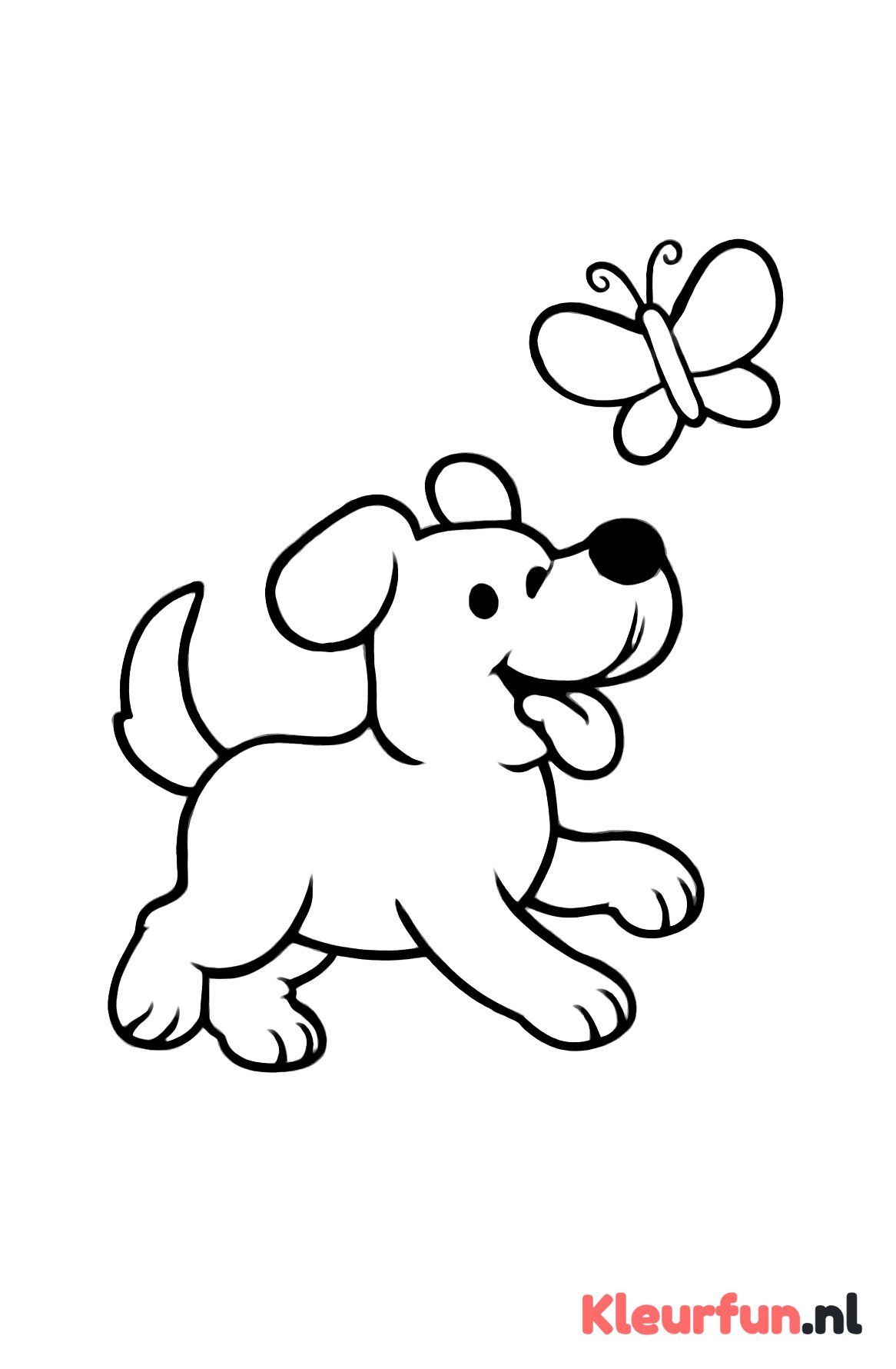 Hond die achter vlinder rent