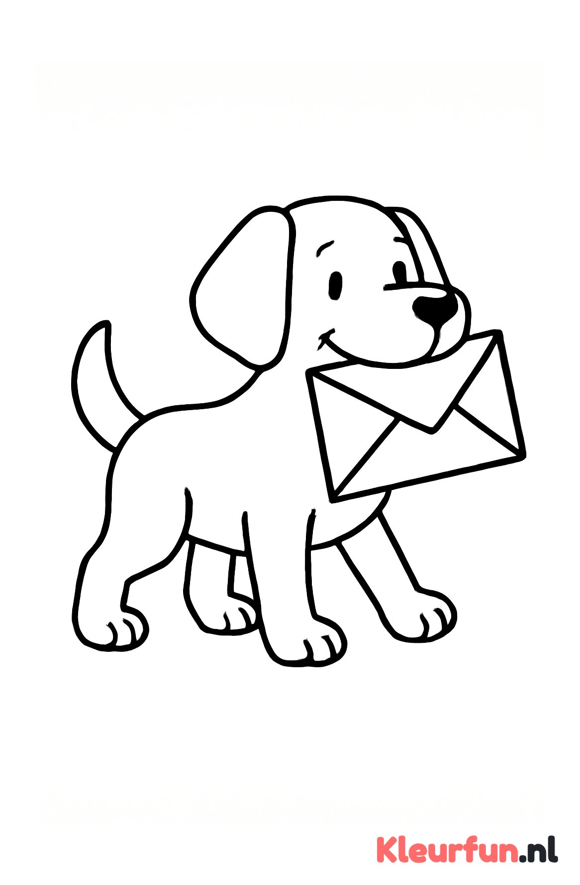 Hond draagt een brief in zijn bek