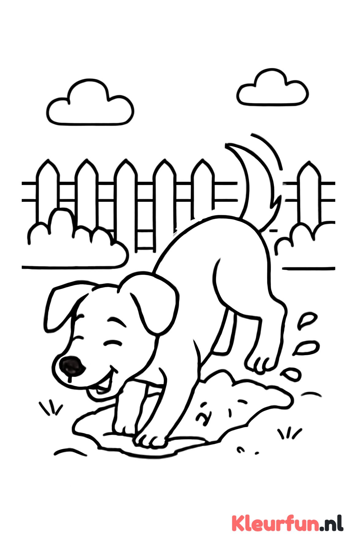 Hond graaft in tuin