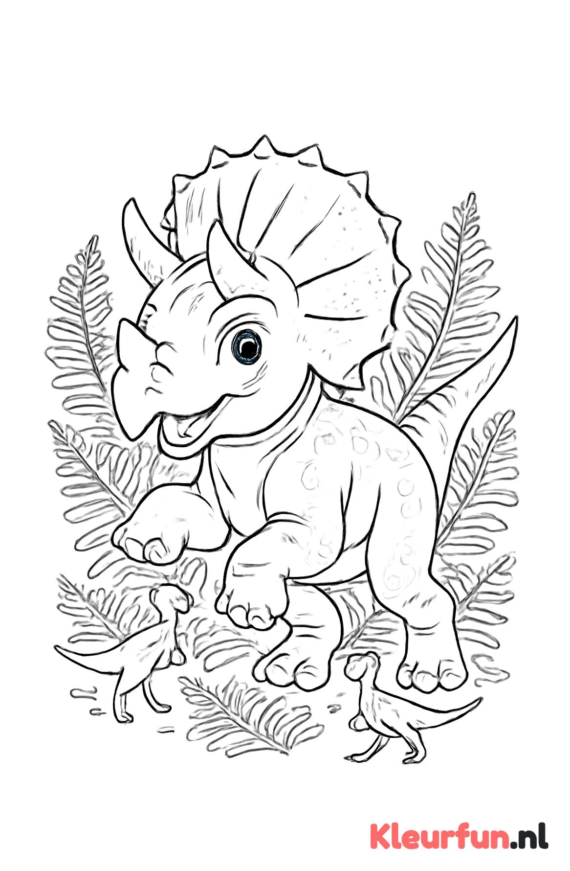 Jonge Triceratops Speels in de Natuur