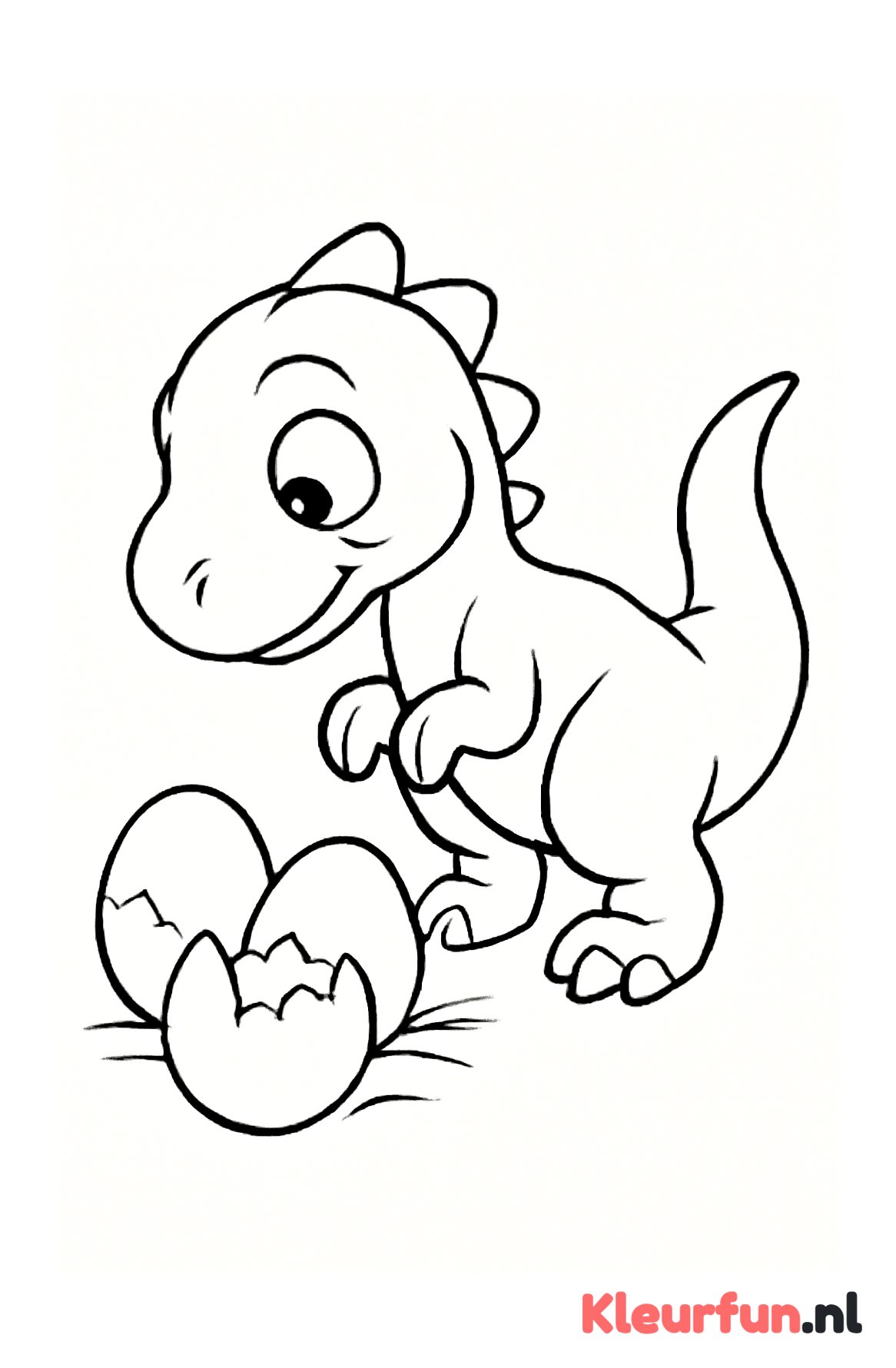 Jonge dinosaurus bij de eieren