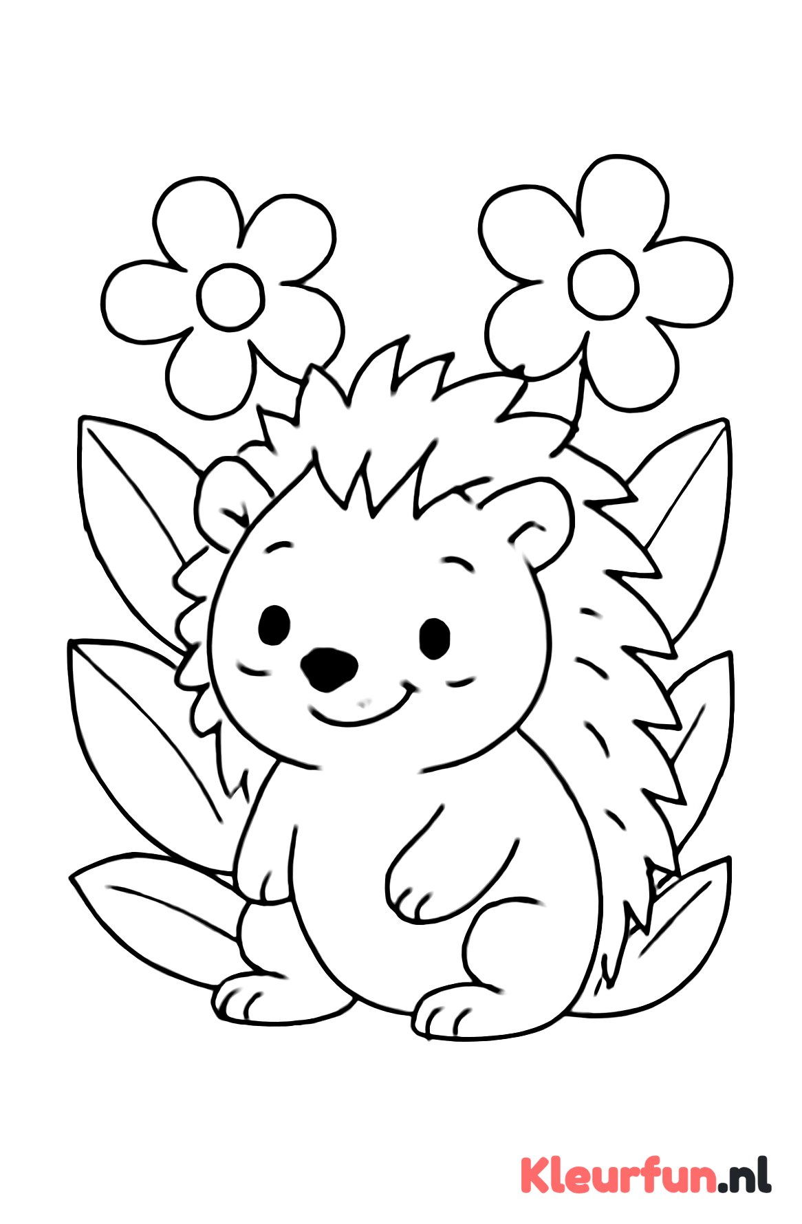 Jonge egel tussen bloemen