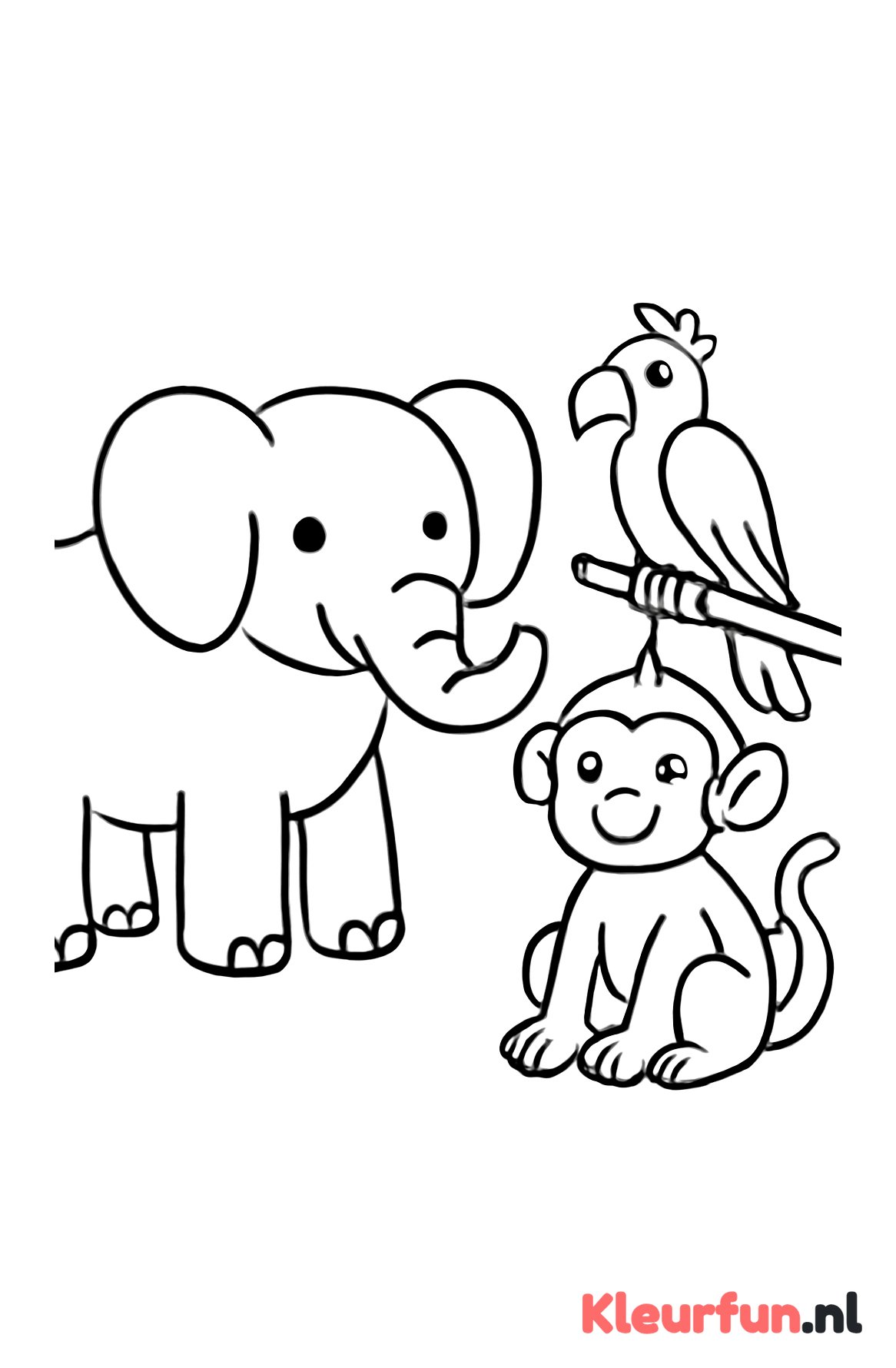 Vriendelijke jungle dieren in het bos