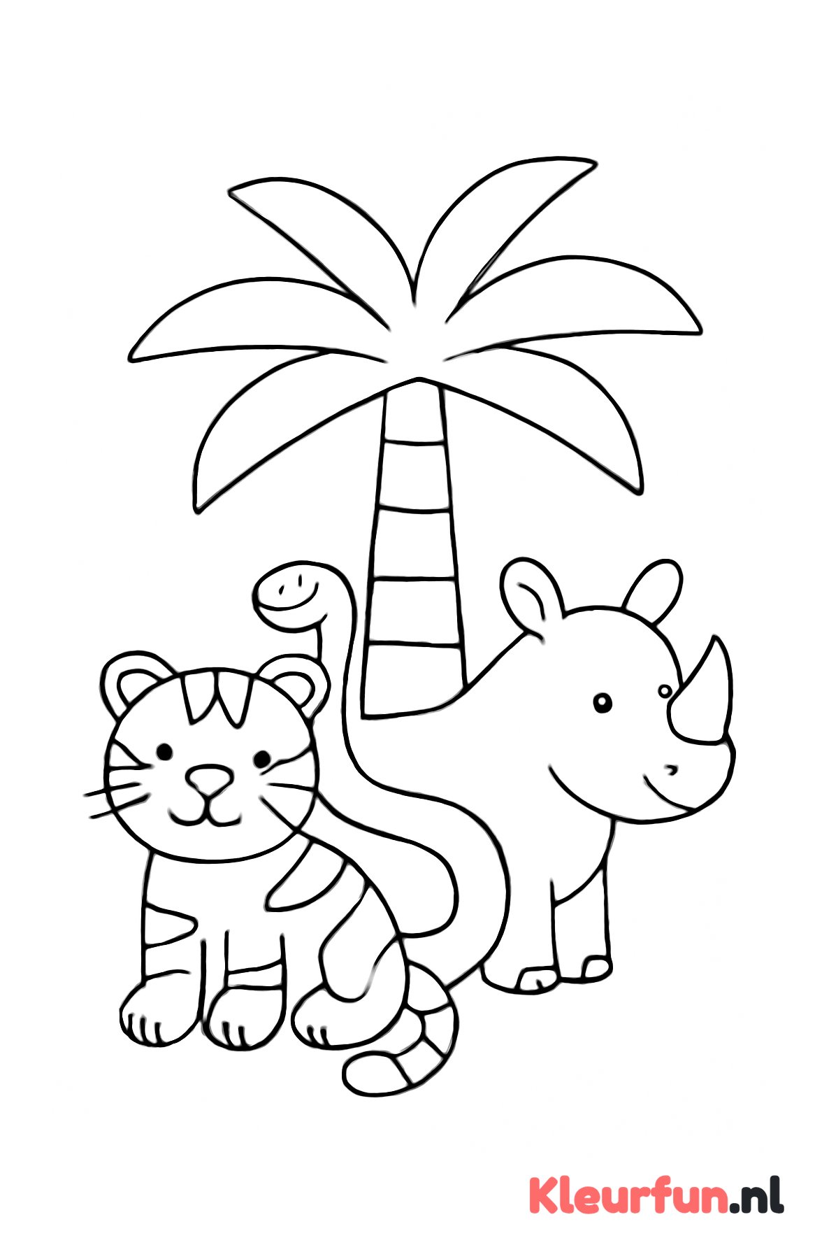 Jungle dieren rustplaats met palmboom