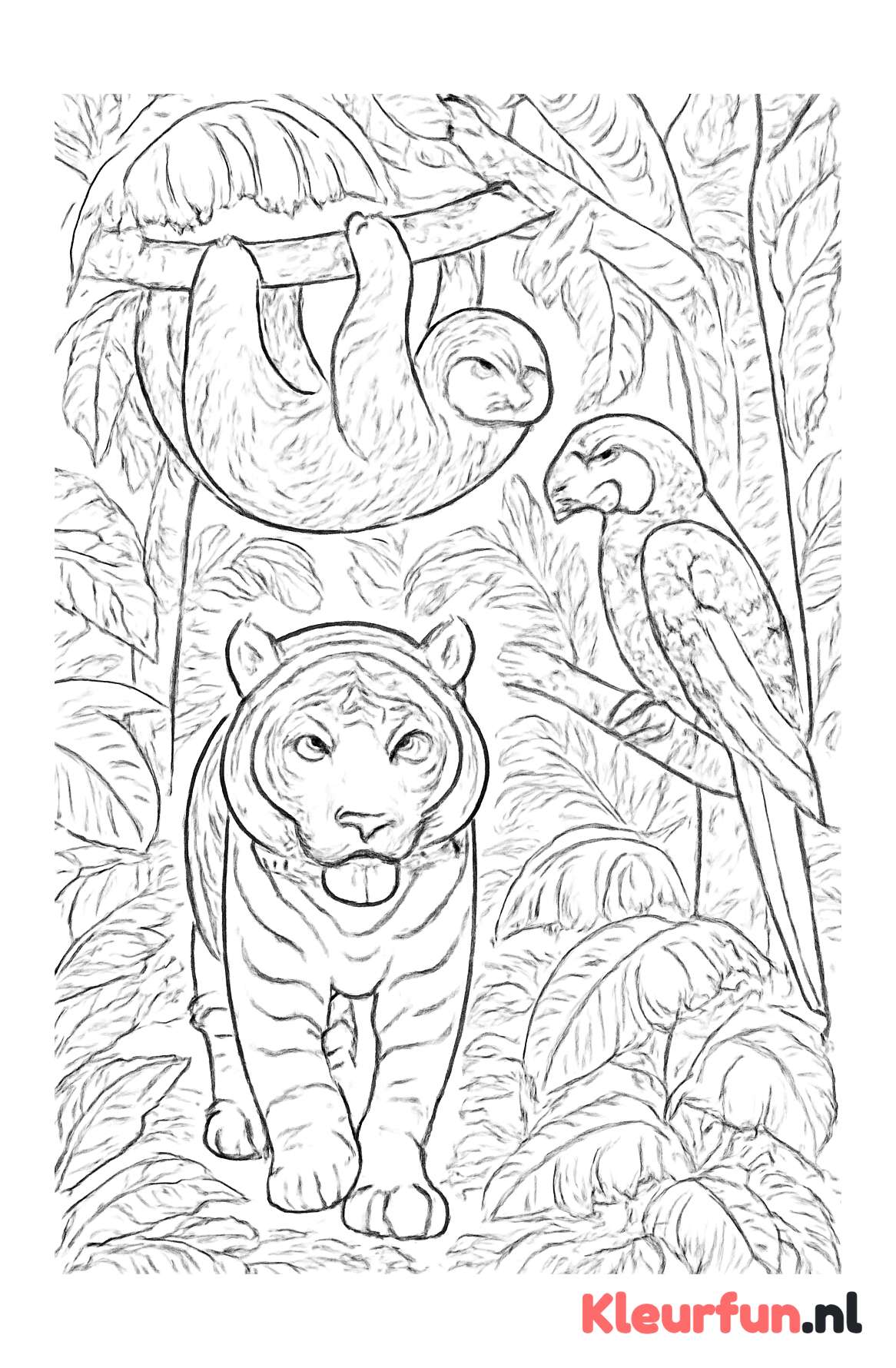Jungle met verschillende wilde dieren
