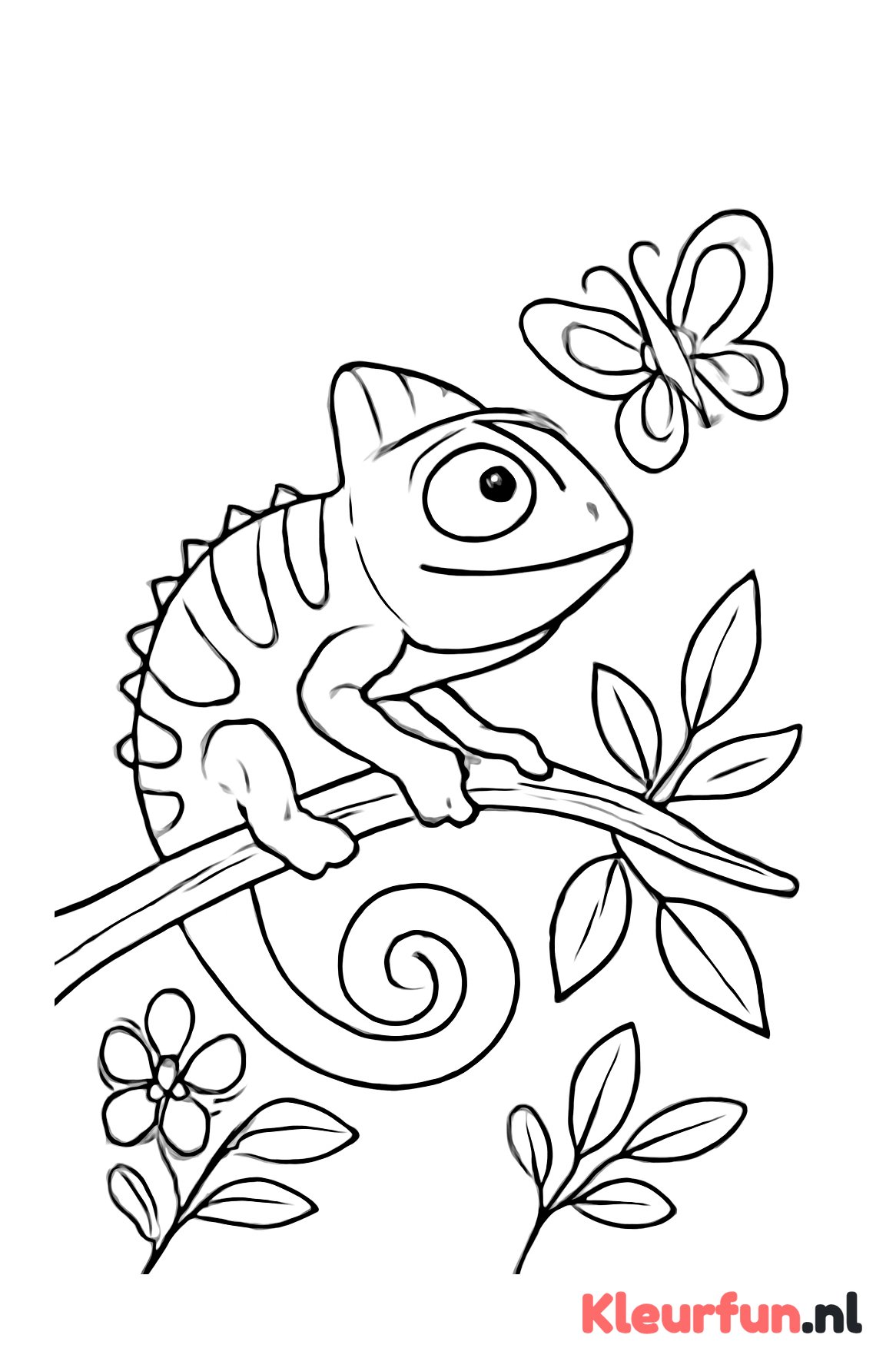 Kameleon en vlinder