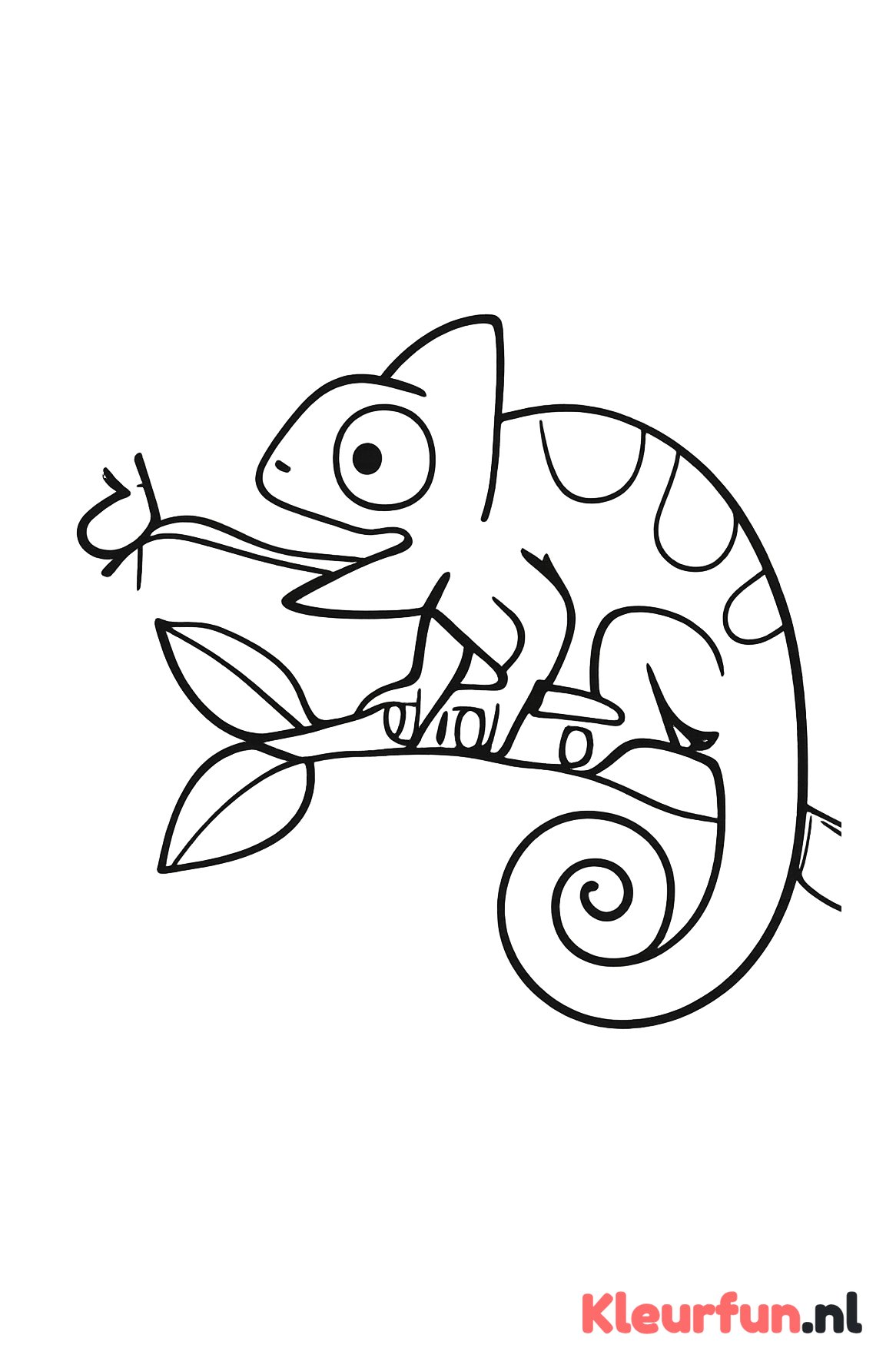 Kameleon steekt zijn tong uit